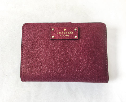 Kate Spade Wine/Burgundy Dani Leather Wallet, Kate Spade New York Wallet