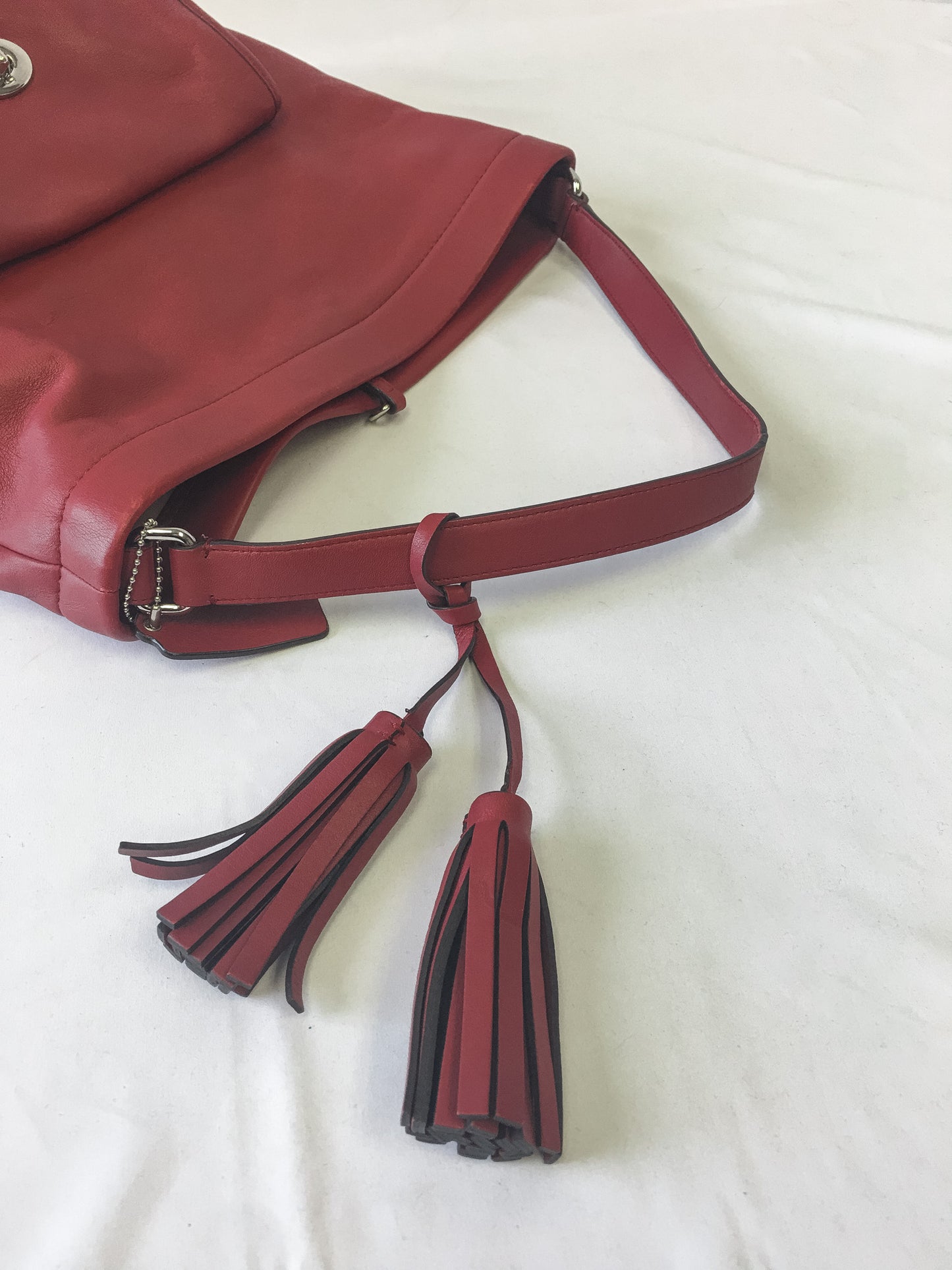 Coach Archive Leather Red Legacy Tassel Bucket Shoulder Bag, Style #21193