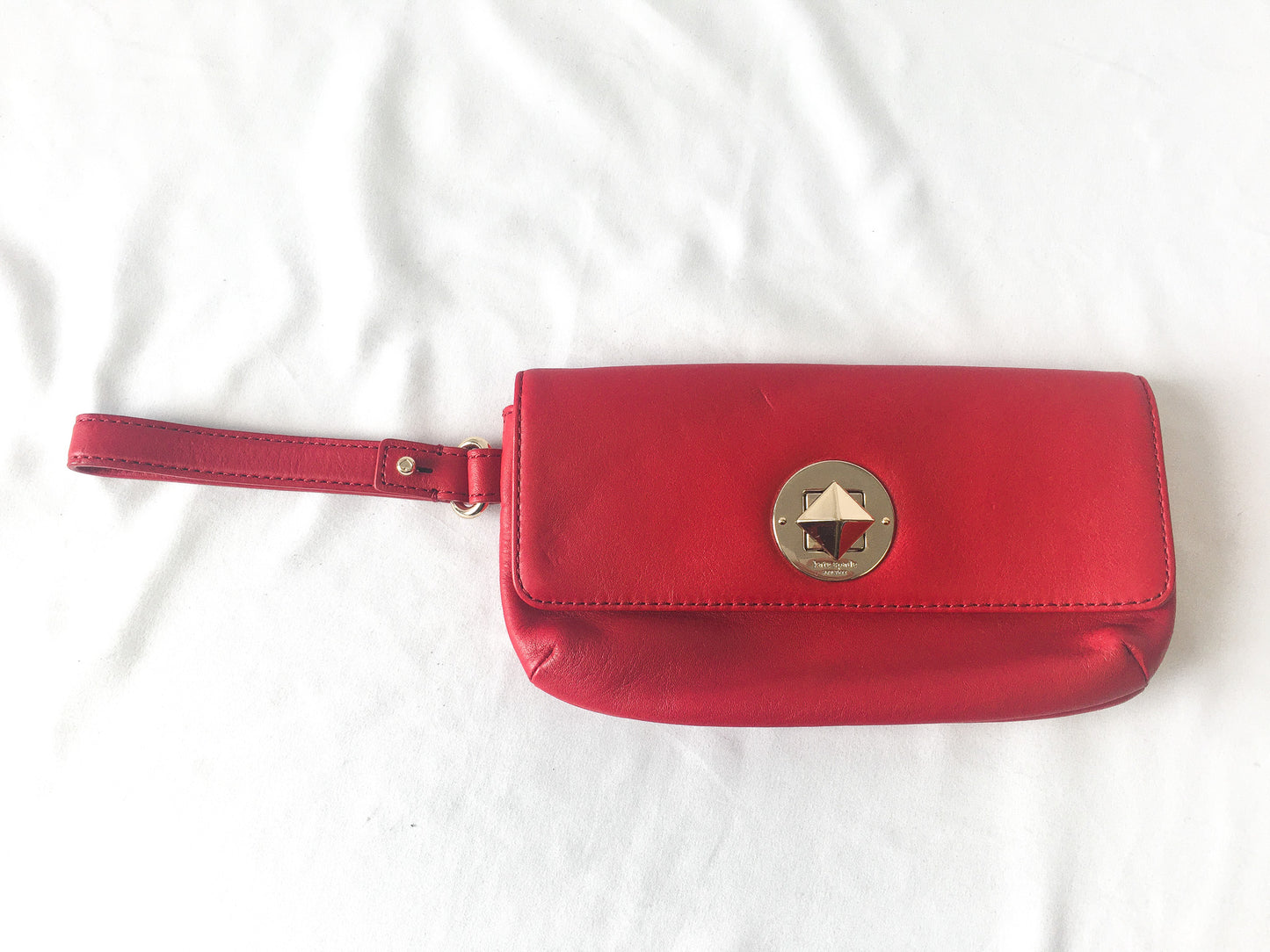 Kate Spade Red Chrystie Street Evan Turn Lock Wallet Wristlet