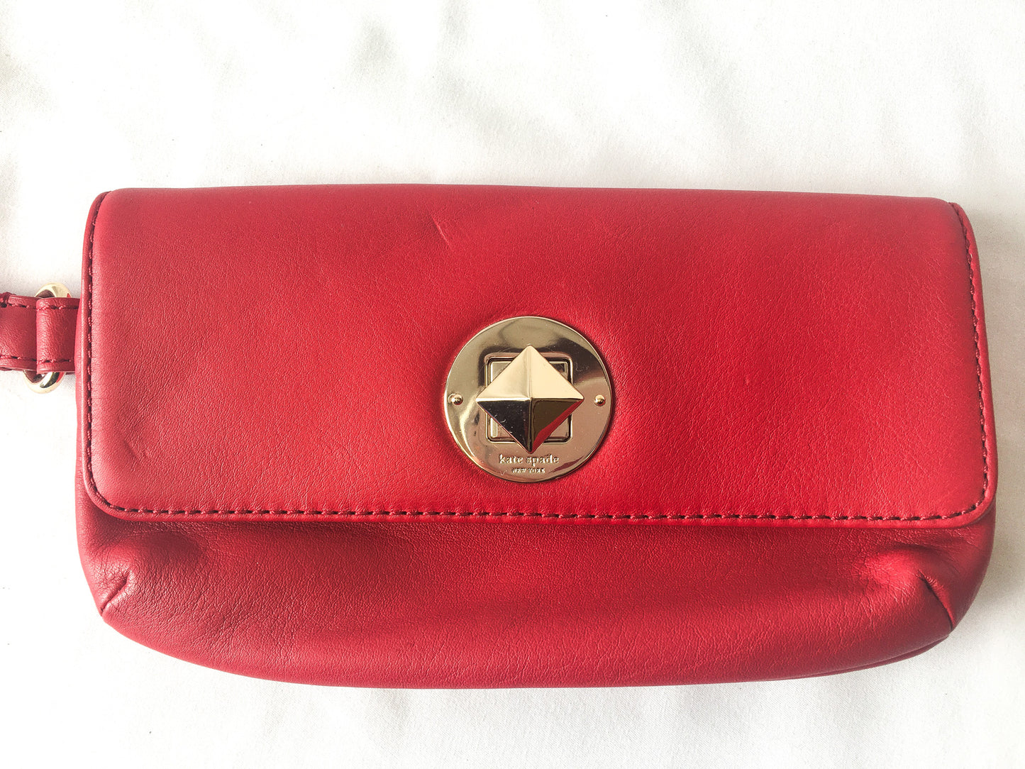 Kate Spade Red Chrystie Street Evan Turn Lock Wallet Wristlet