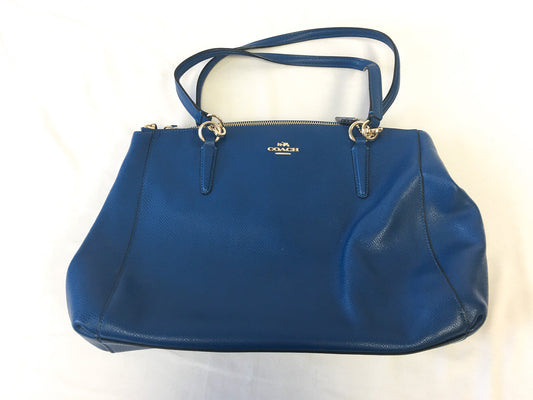 Coach Christie Blue Leather Double Zip Tote