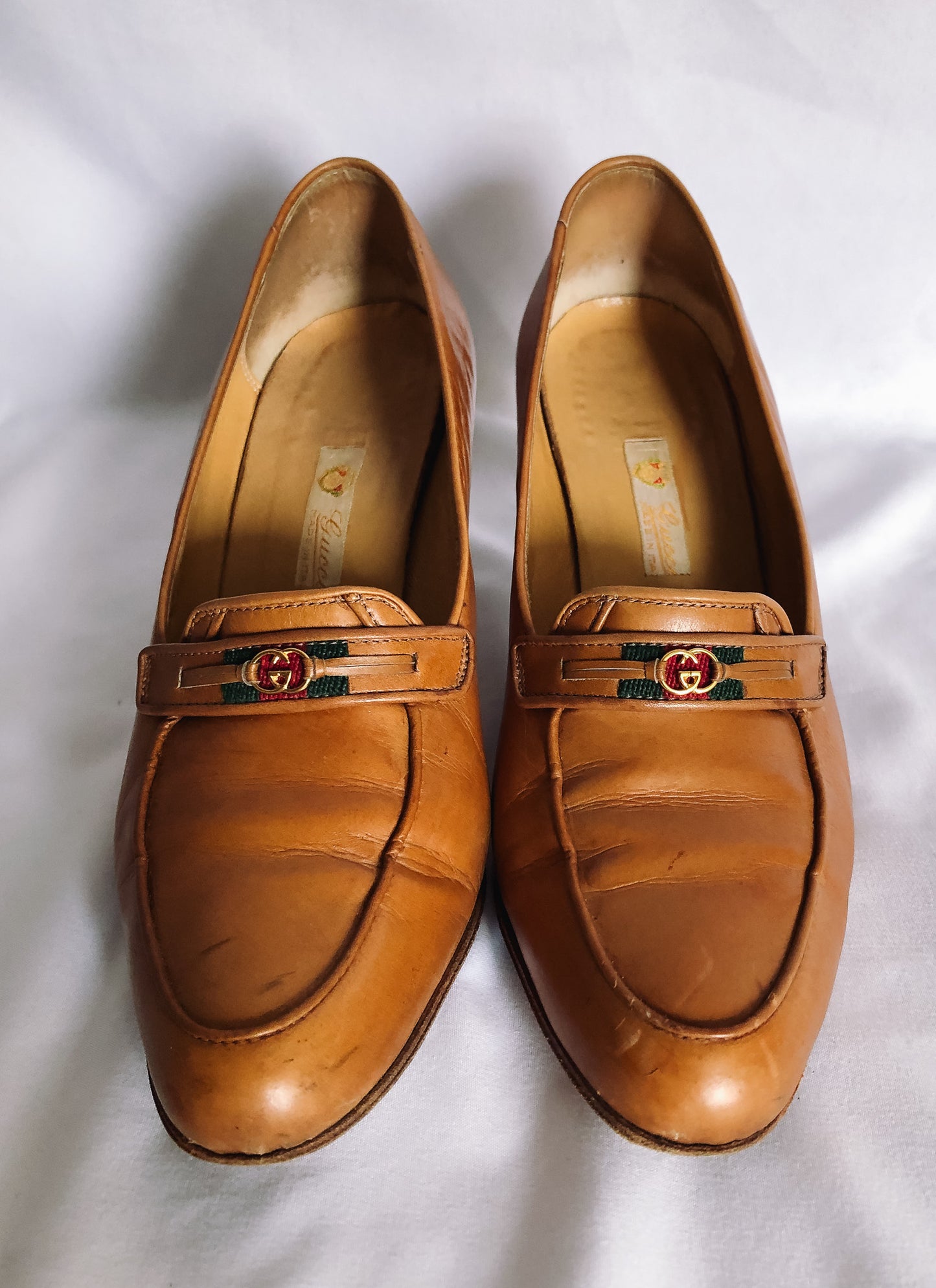 Vintage GUCCI Penny Loafer Light Brown Pumps, 80s Gucci Pumps, Sz. 37B