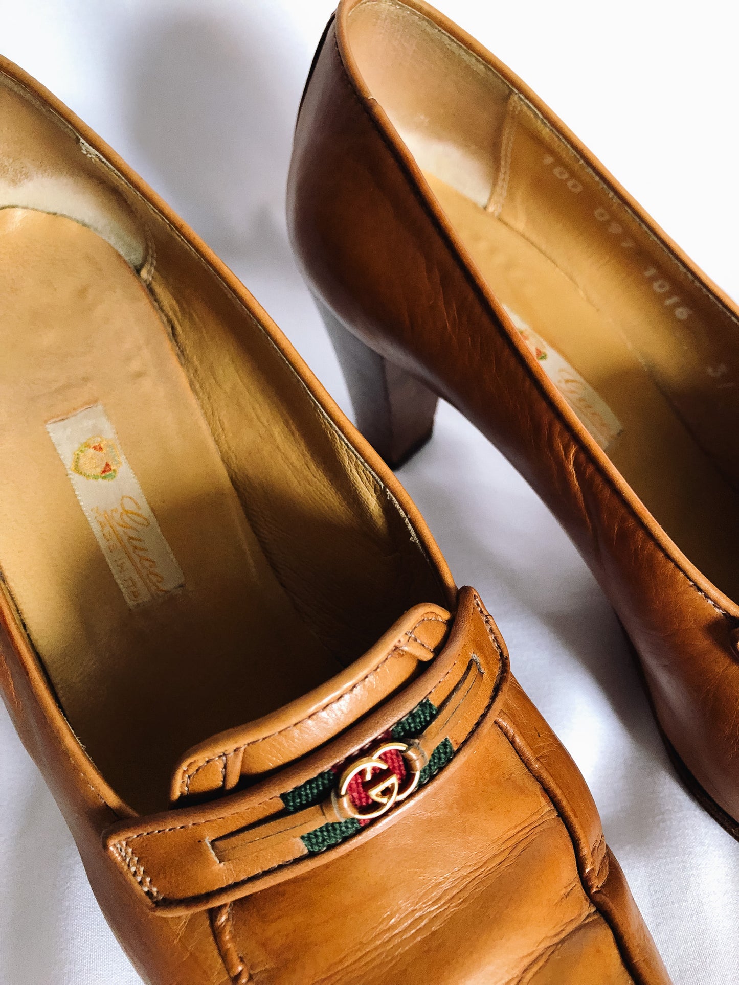 Vintage GUCCI Penny Loafer Light Brown Pumps, 80s Gucci Pumps, Sz. 37B