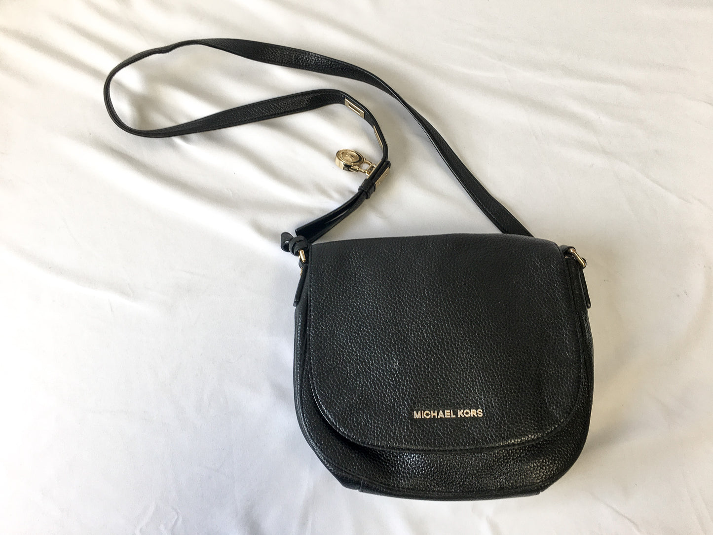 Michael Kors Black Bedford Flap Front Crossbody Bag