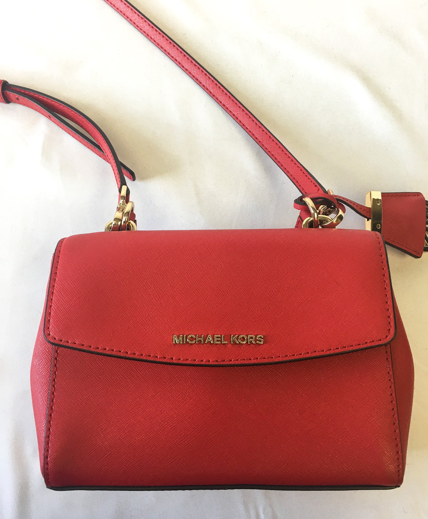 NWT Michael Kors Red Leather Ava Extra Small Saffiano Crossbody Purse