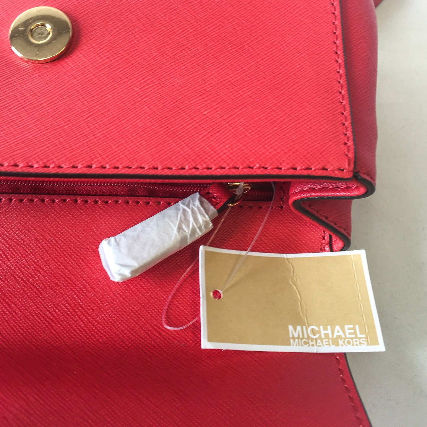 NWT Michael Kors Red Leather Ava Extra Small Saffiano Crossbody Purse