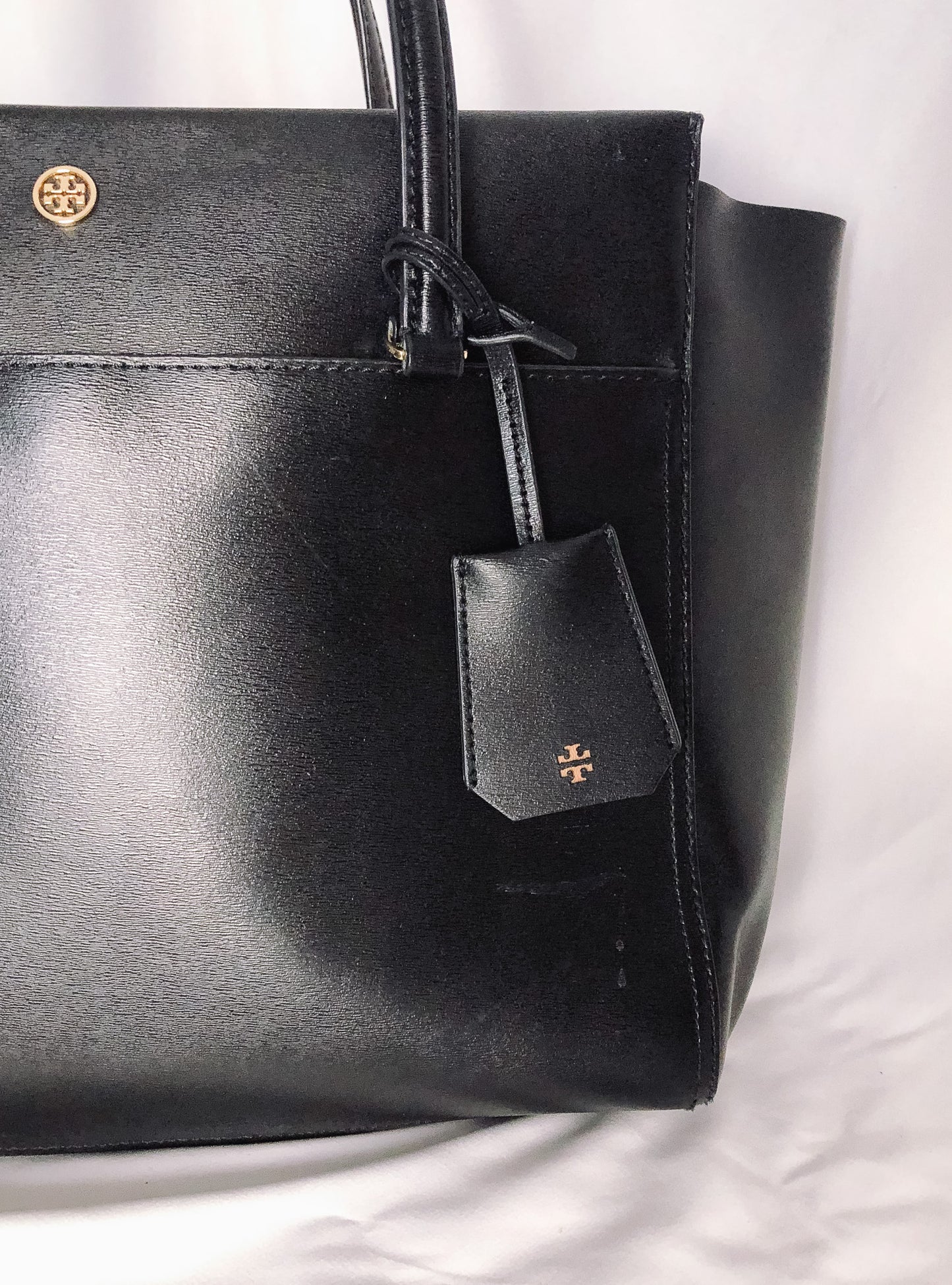 Tory Burch Leather Parker Tote Shoulder Bag with Zipper Closure