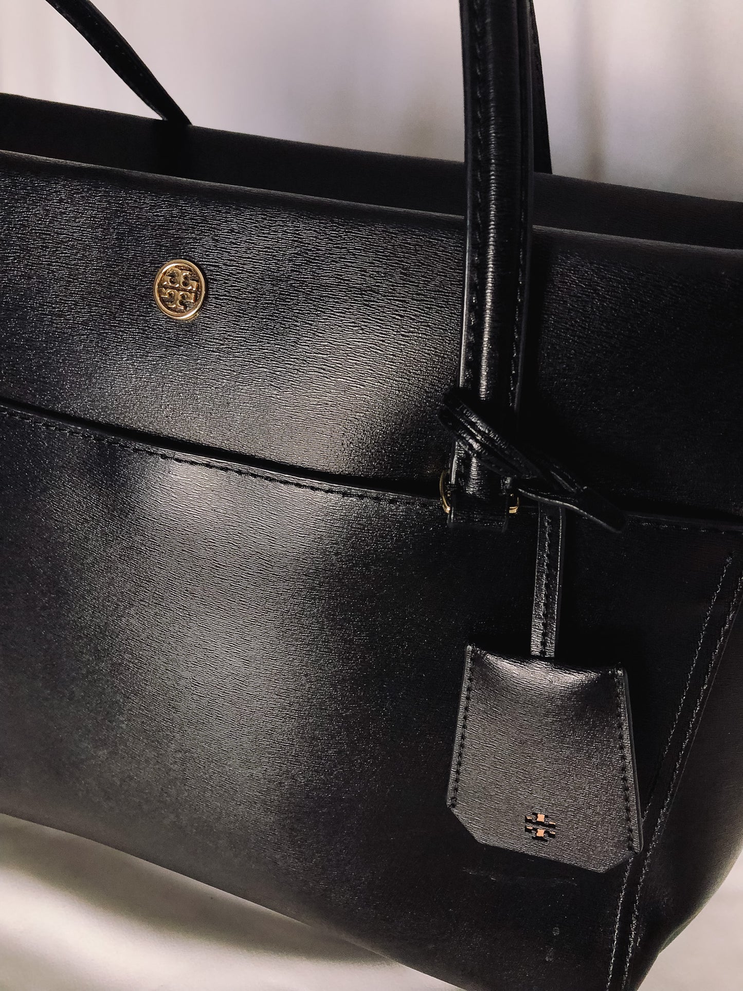 Tory Burch Leather Parker Tote Shoulder Bag with Zipper Closure