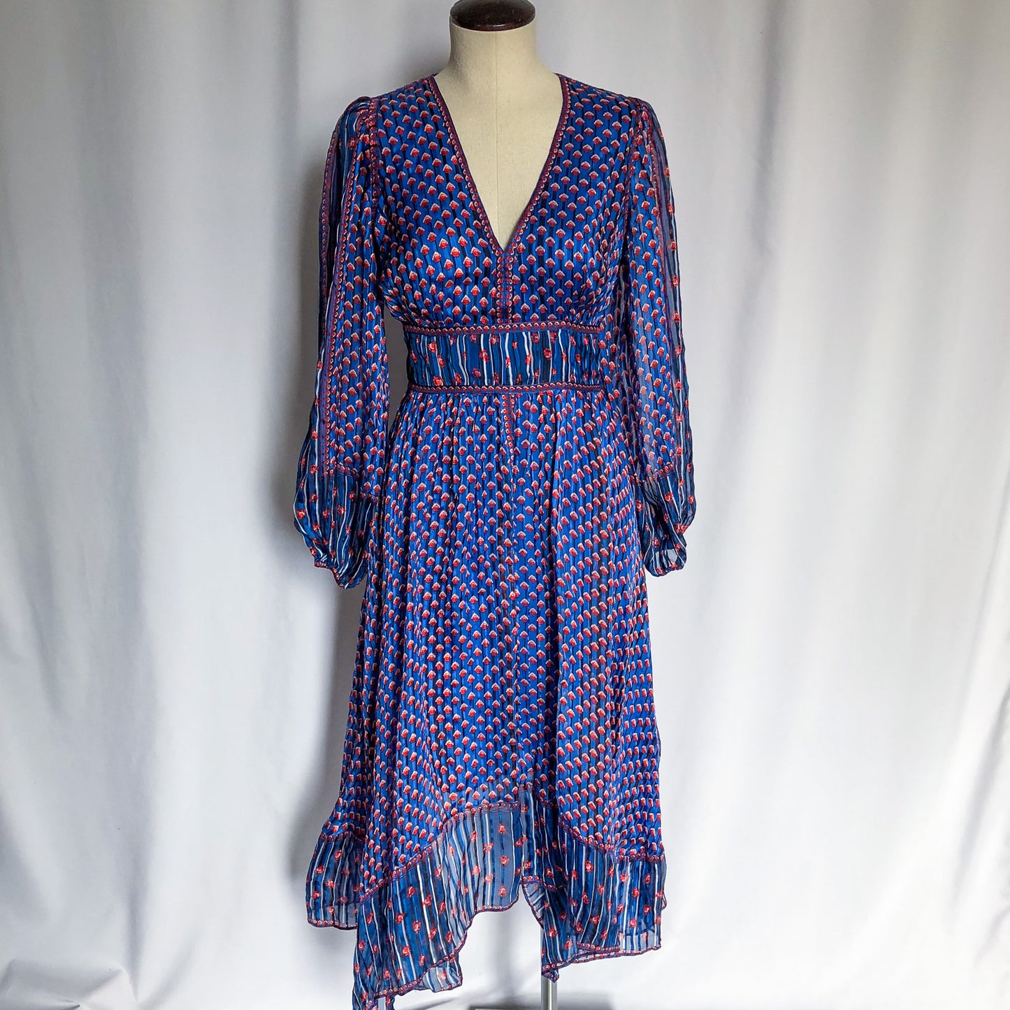 Ulla Johnson Blue Silk Midi Length Dress