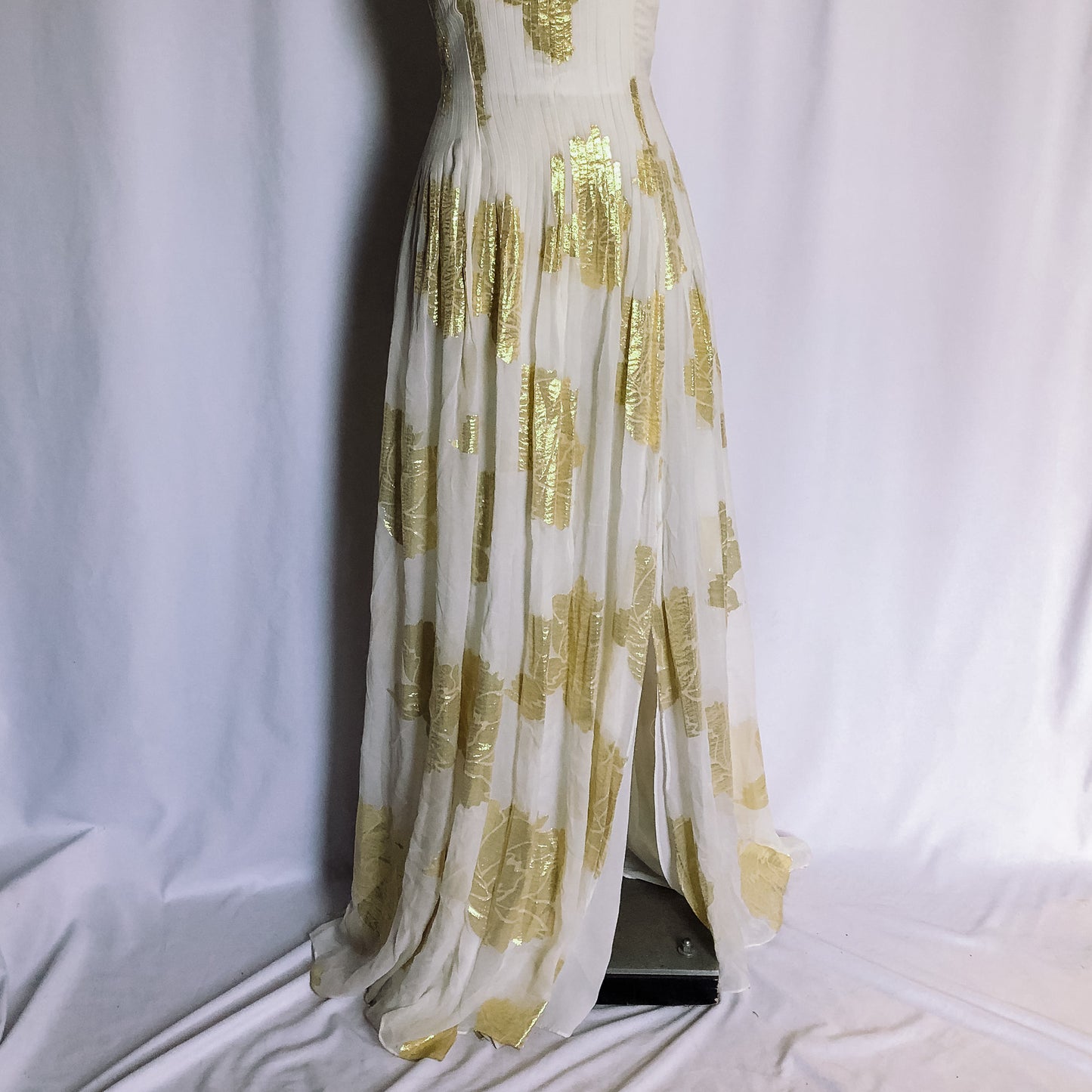 DVF Diane von Furstenberg LILLIE Gold Lame Silk Maxi Dress Gown, Evening Gown, Sz 6