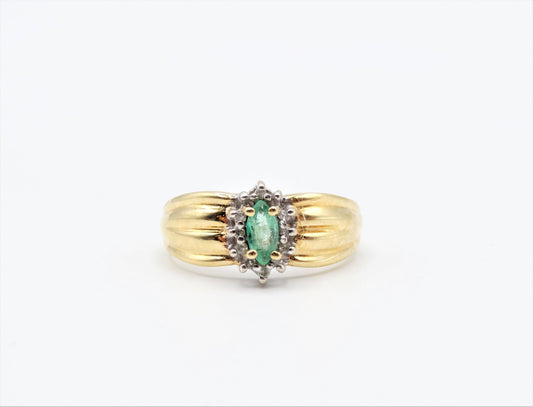 Vintage Columbian 10K Emerald Diamond Estate Ring Size 6, Art Deco Estate Jewelry