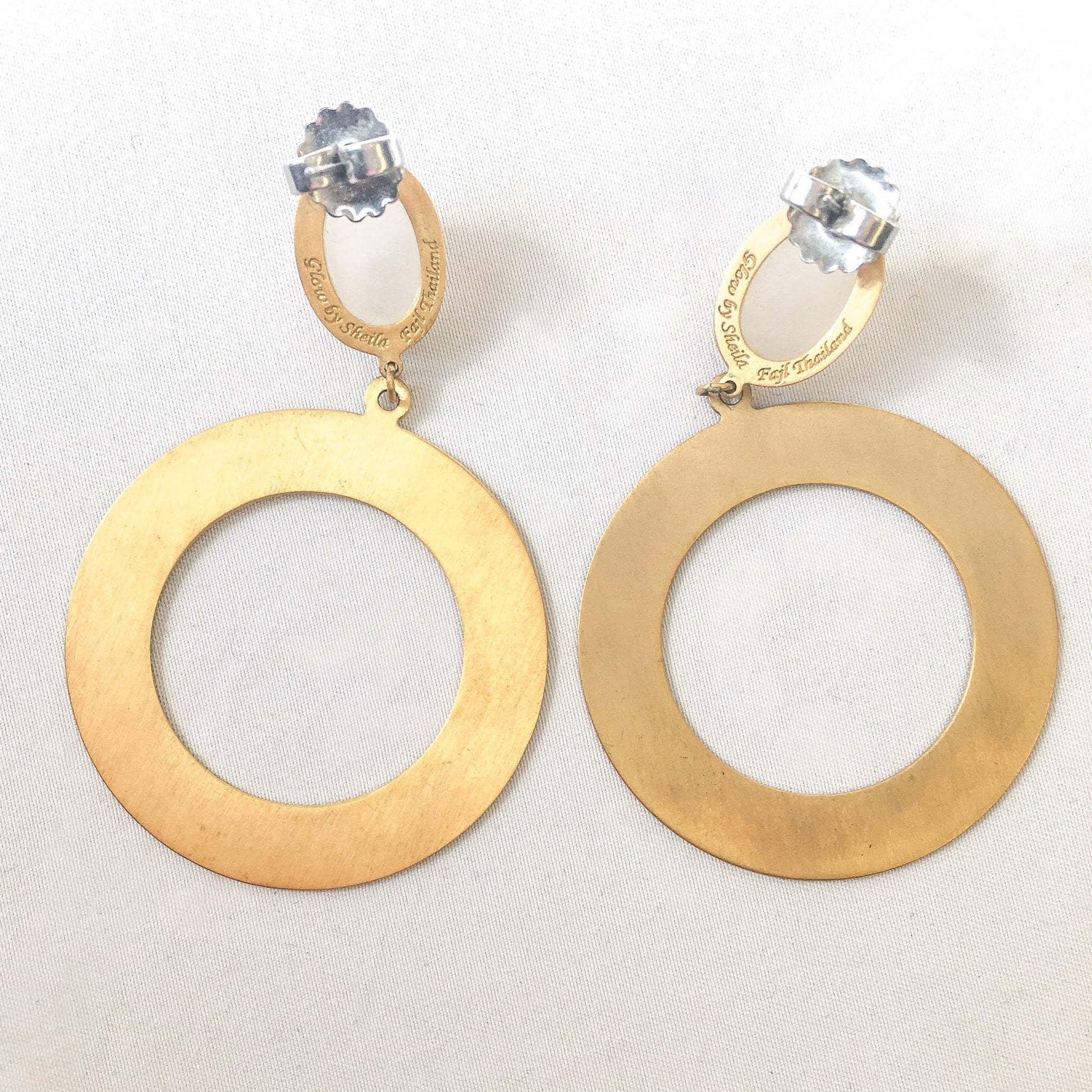 Earrings and Ring Set from Glow by Sheila Fajl, Gold Tone Ring and Gold Tone Dangle Earrings with White Stone