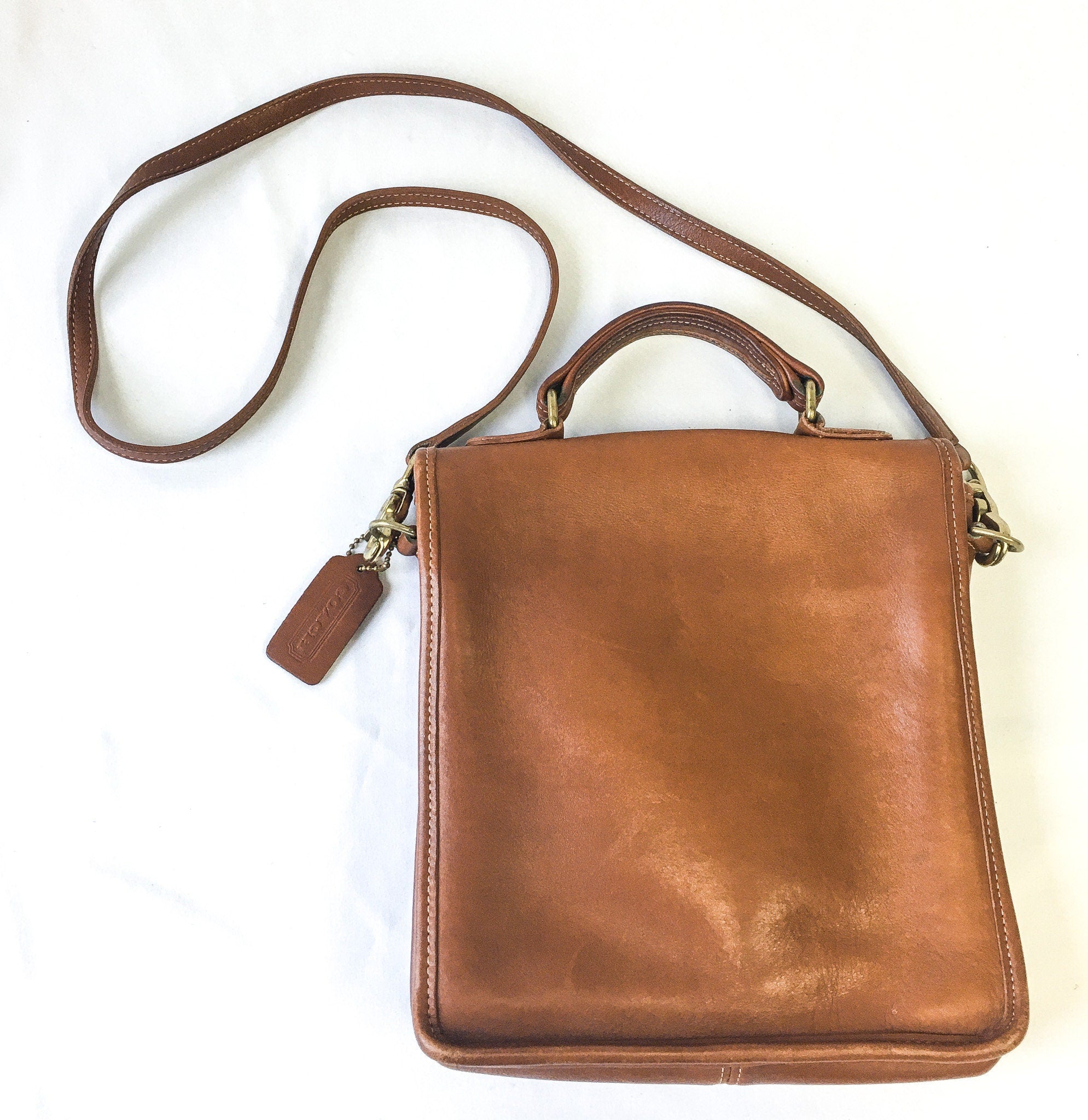 Brown leather coach purse best sale