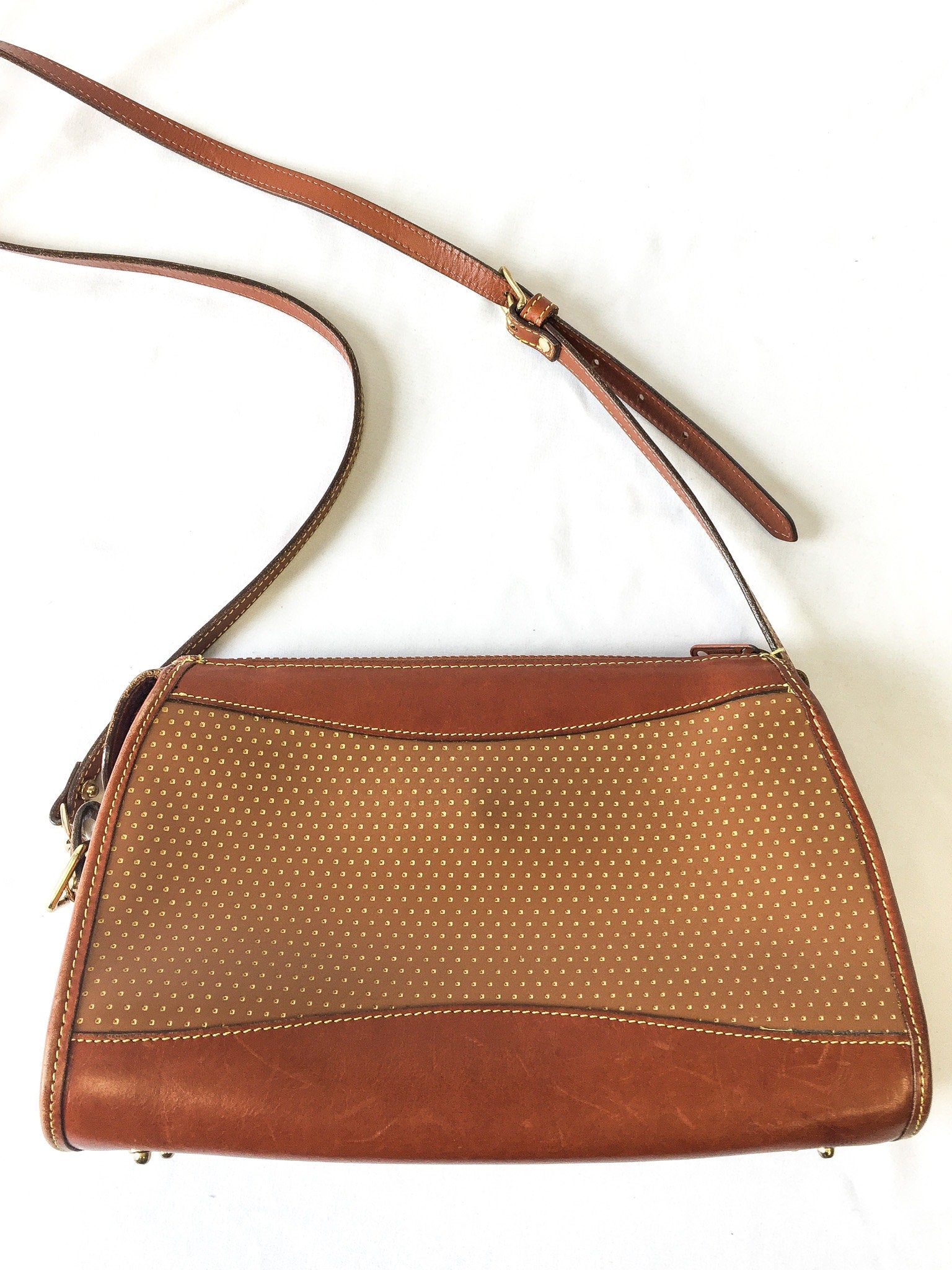 Vintage 90s Dooney and Bourke Two-Toned Brown Leather Crossbody, 90s Dooney and Bourke Handbag