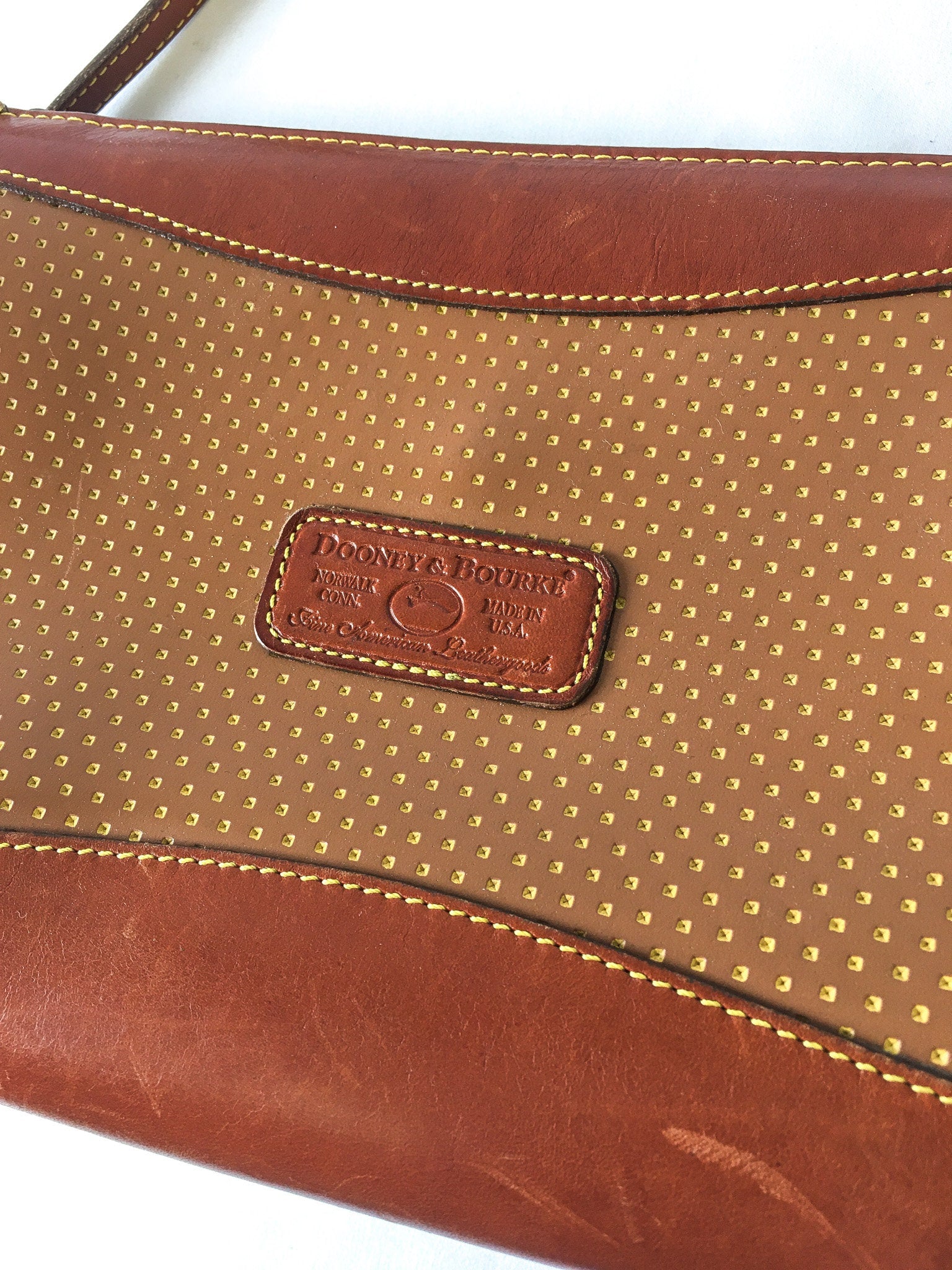 Vintage 90s Dooney and Bourke Two-Toned Brown Leather Crossbody, 90s Dooney and Bourke Handbag