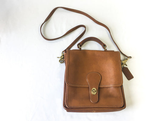 Vintage 90s COACH Brown Leather Station Crossbody Bag with Top Handle, Style #5130, Excellent Condition, 90s Coach Purse