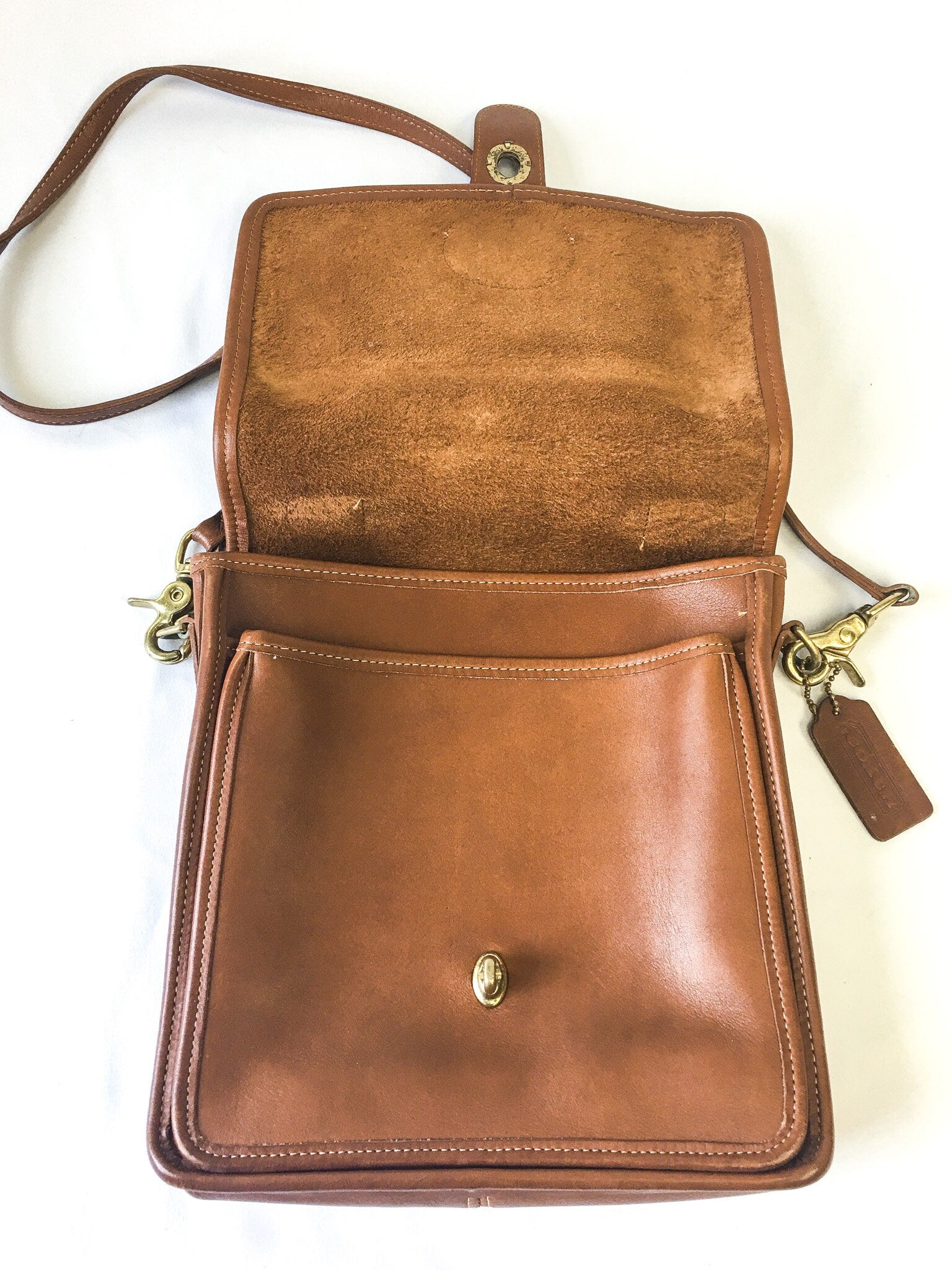 Vintage 90s COACH Brown Leather Station Crossbody Bag with Top Handle, Style #5130, Excellent Condition, 90s Coach Purse