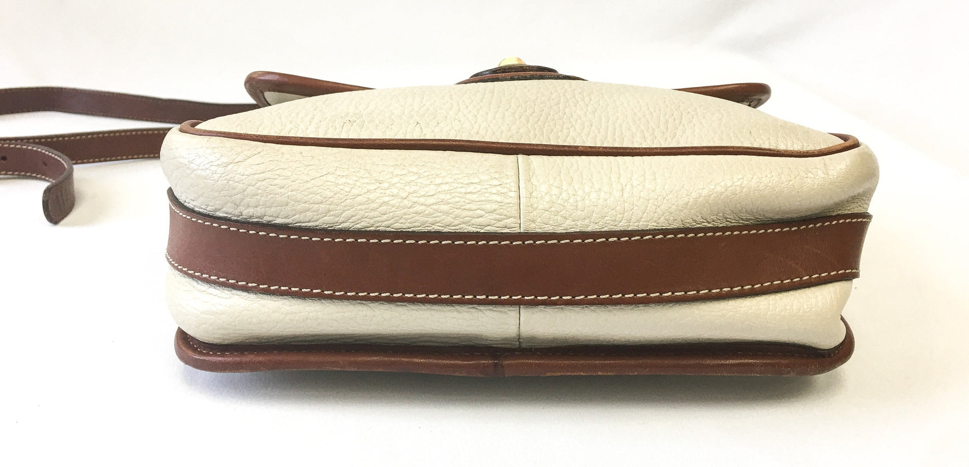 Vintage 90s COACH Greensborough Bone/Off-white/Brown Leather Crossbody, 90s COACH Handbag