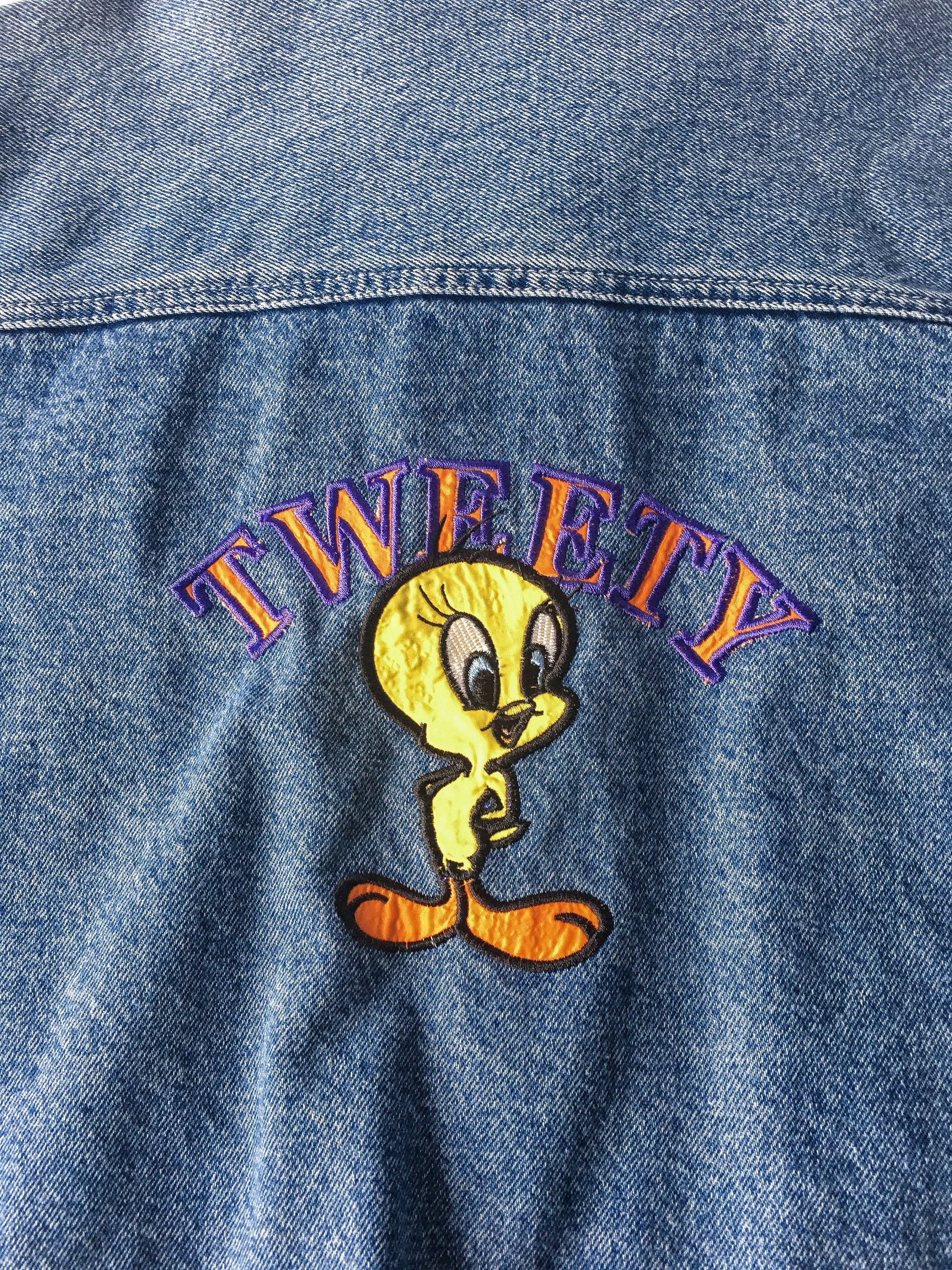 Vintage 90s Looney Tunes Tweety Medium Wash Denim Jacket, Women's Sz. L