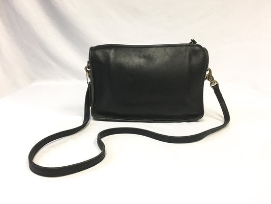 Vintage 70s COACH Leatherware Companion Black Leather Crossbody, 70s COACH Handbag