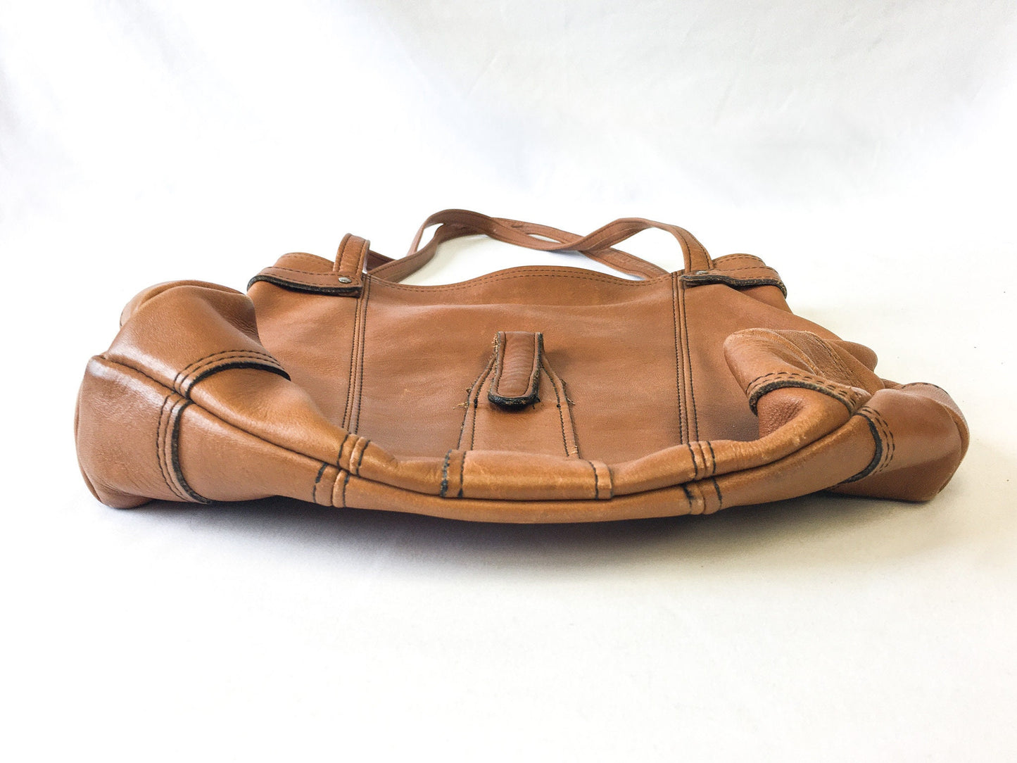 Vintage Boots and Saddle by Colonial Brown Leather Tote Bag, Vintage Leather Handbag