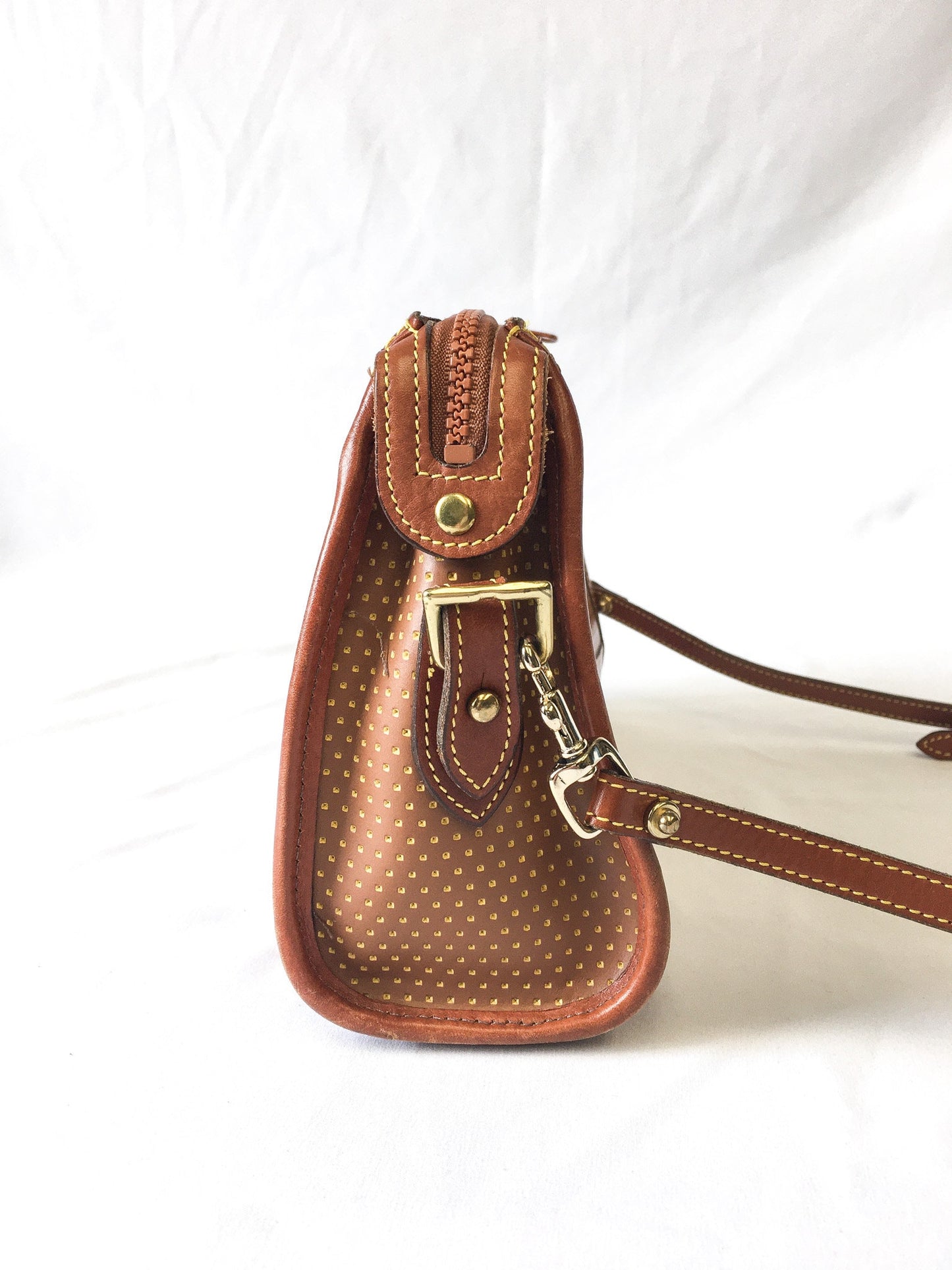 Vintage 90s Dooney and Bourke Two-Toned Brown Leather Crossbody, 90s Dooney and Bourke Handbag