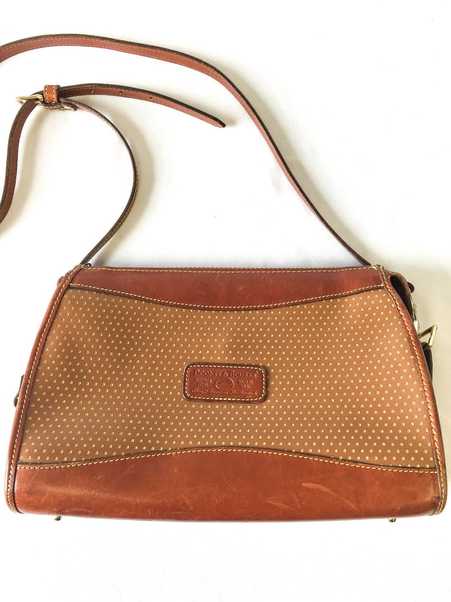 Vintage 90s Dooney and Bourke Two-Toned Brown Leather Crossbody, 90s Dooney and Bourke Handbag