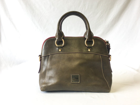 Vintage Dooney and Bourke Cameron Florentine Leather Olive Green Satchel Purse, Vintage Dooney and Bourke Handbag