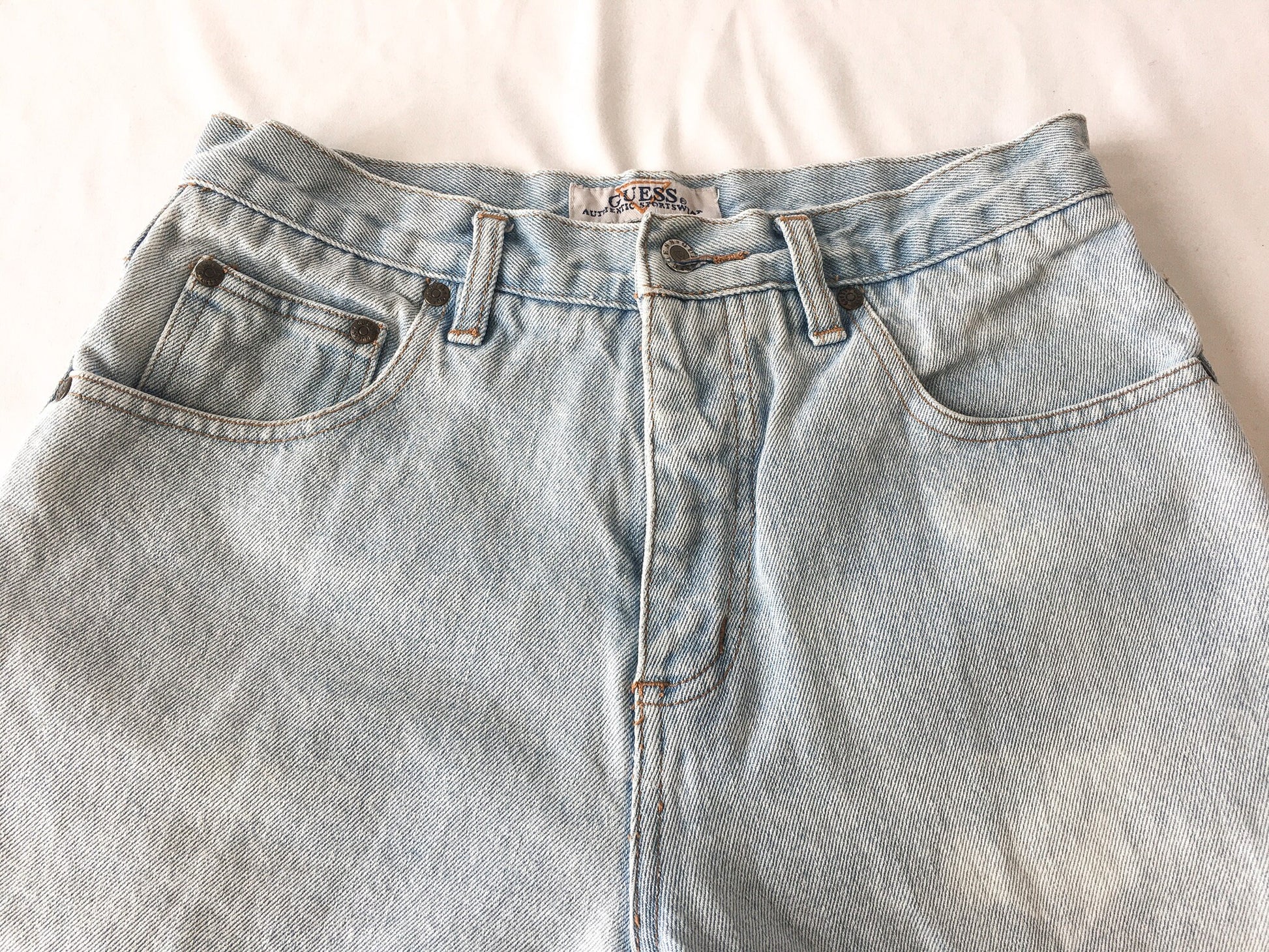 Vintage 90s Guess Light Wash High Waist Denim Shorts, Women's 28" Waist