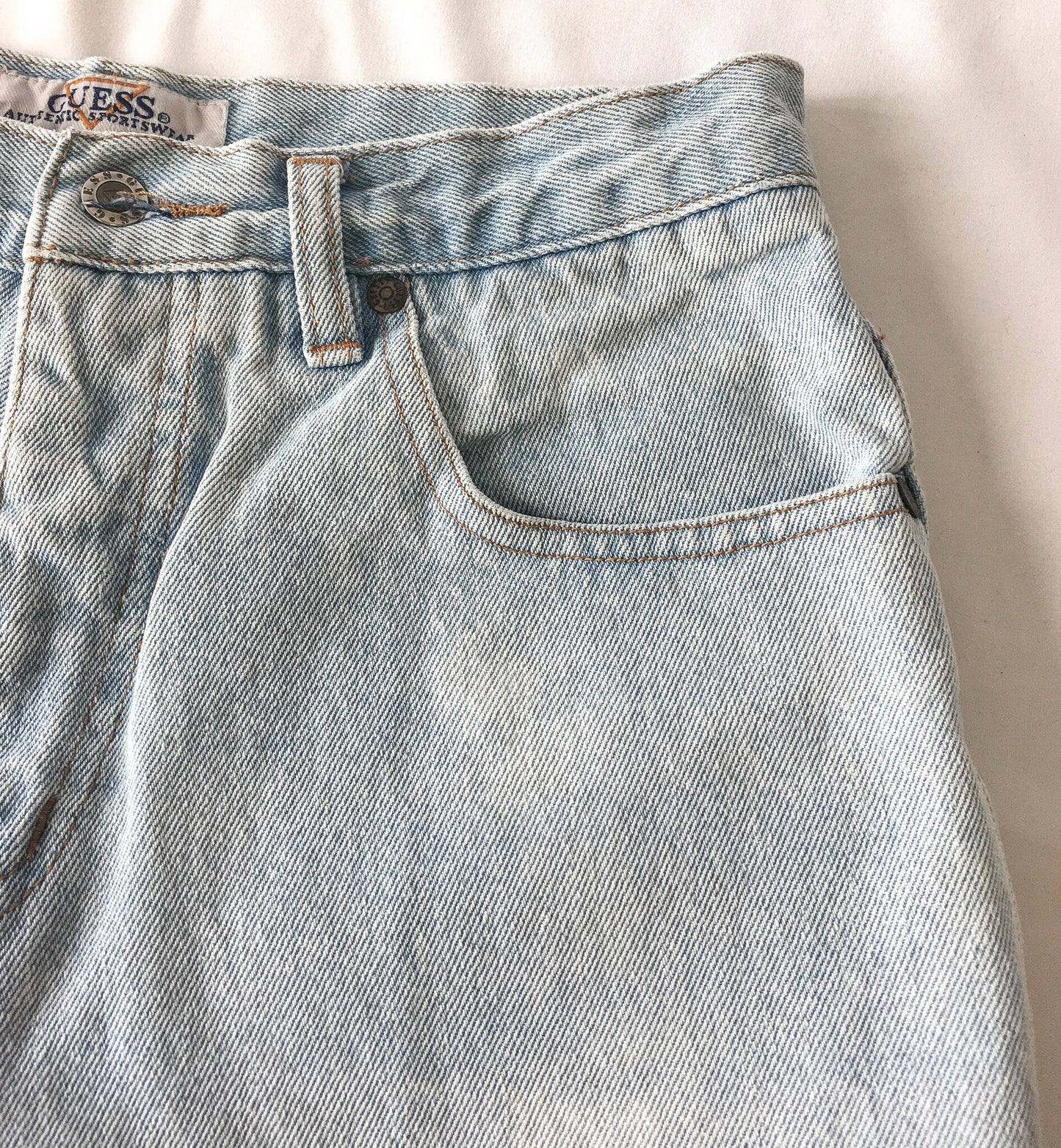 Vintage 90s Guess Light Wash High Waist Denim Shorts, Women's 28" Waist