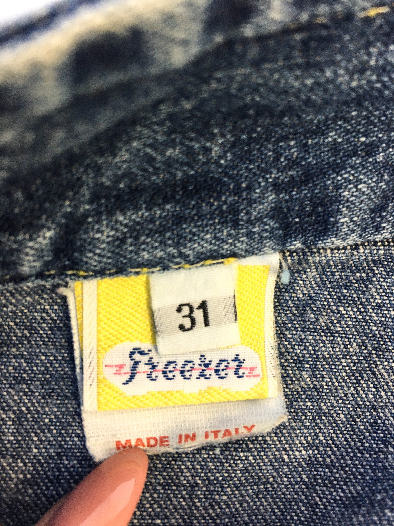 Vintage 80s Freezer Medium Wash Jeans with Yellow Striped Details and Built-In Belt, Women's Sz. 29" Waist, Made in Italy