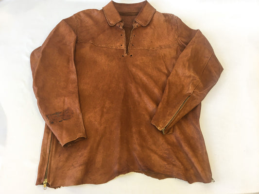 Vintage 70s Handcrafted Brown Raw Hem Leather Jacket, Made in Mexico