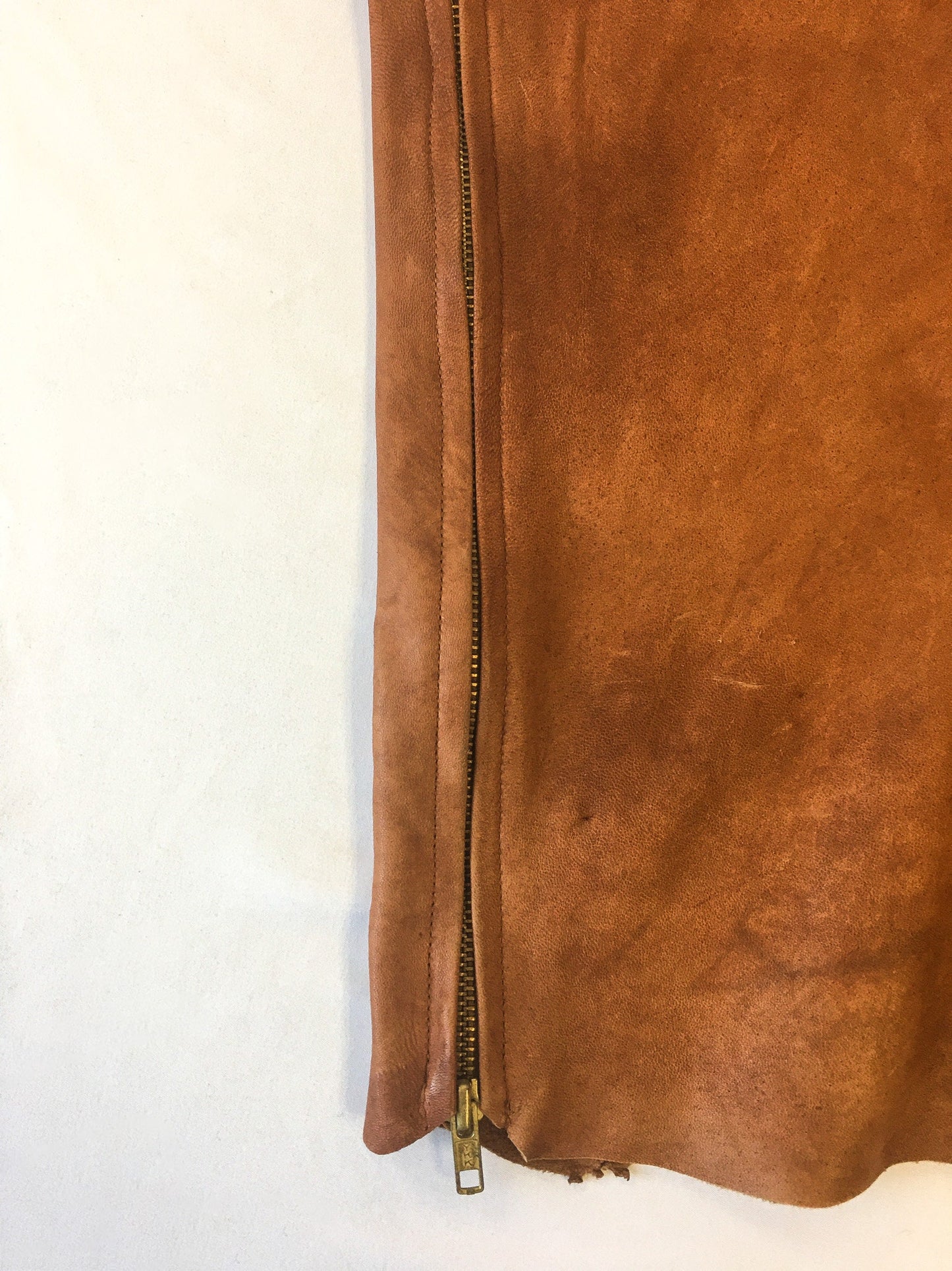 Vintage 70s Handcrafted Brown Raw Hem Leather Jacket, Made in Mexico