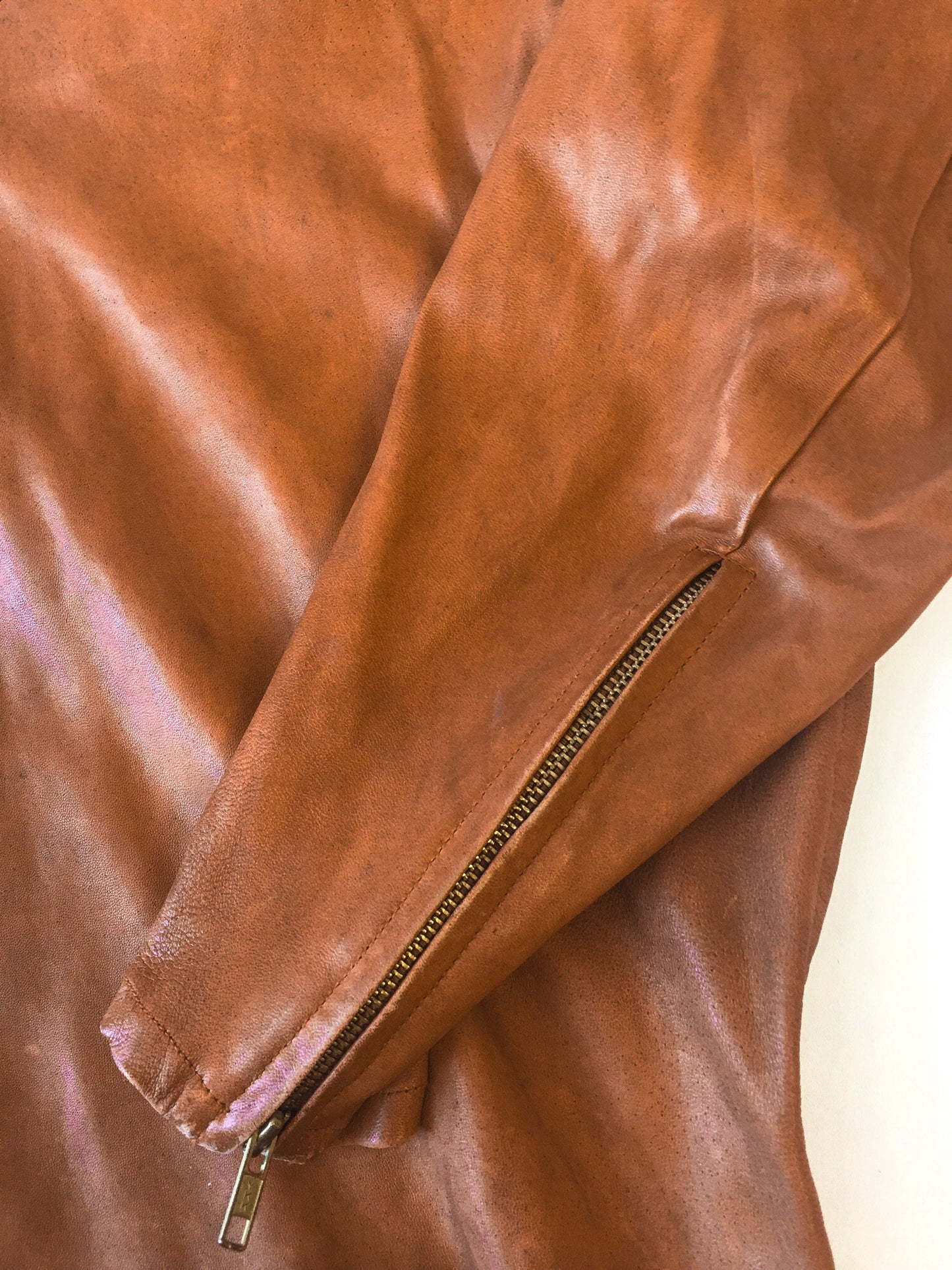 Vintage 70s Handcrafted Brown Raw Hem Leather Jacket, Made in Mexico