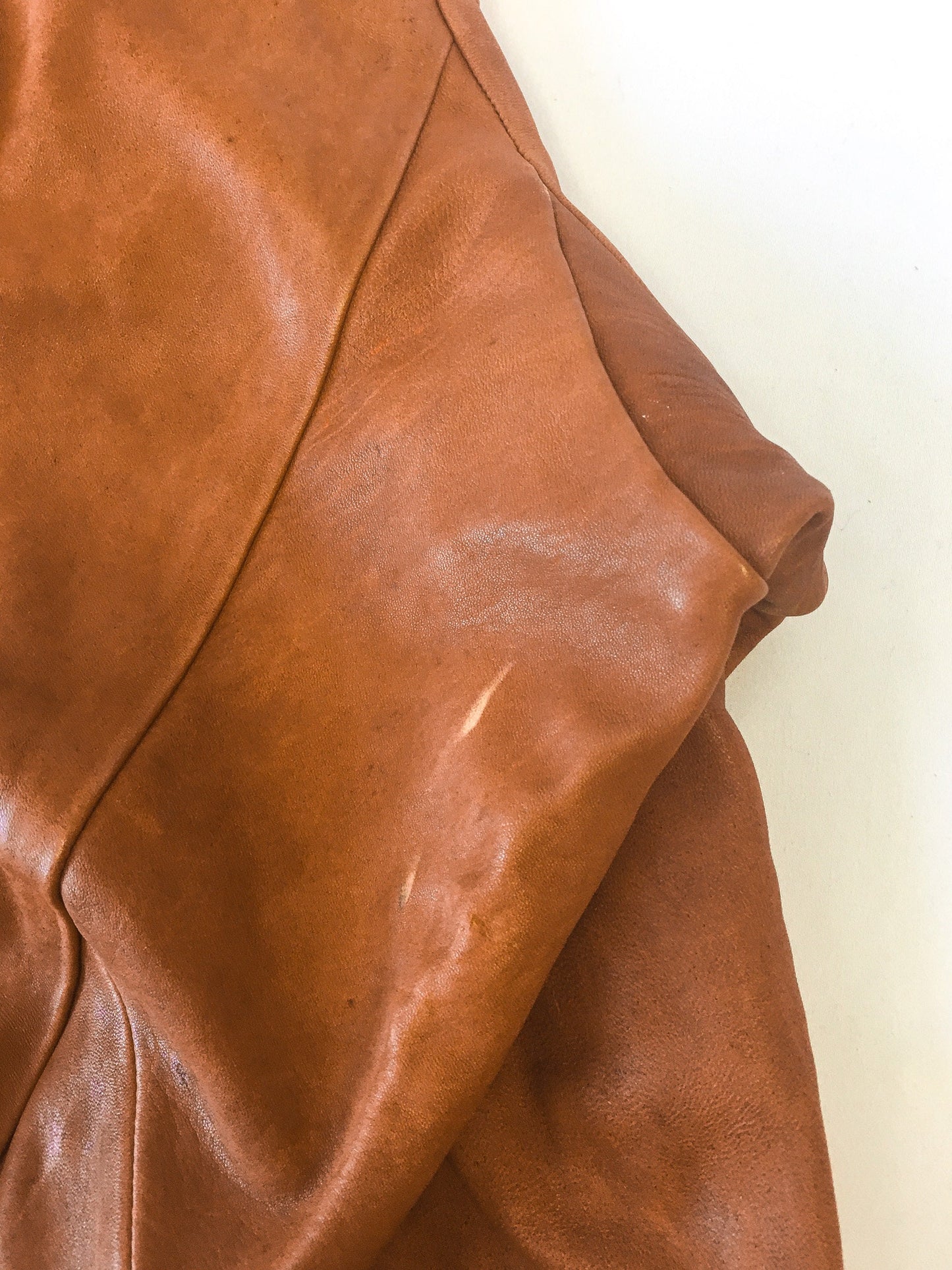 Vintage 70s Handcrafted Brown Raw Hem Leather Jacket, Made in Mexico