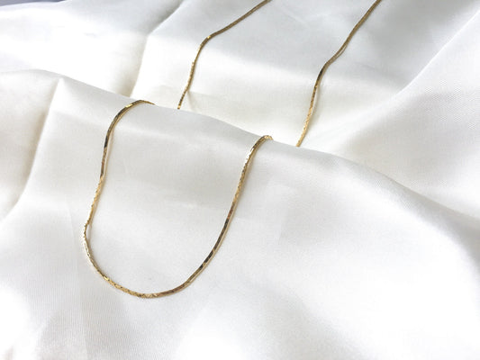 Vintage 24" 14k Gold Triangle Chain Necklace Made in Italy
