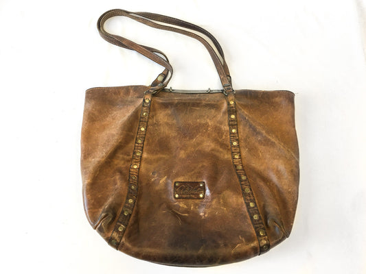 Vintage Patricia Nash Brown Naturally Distressed Leather Benvenuto Tote, Patricia Nash Handbag