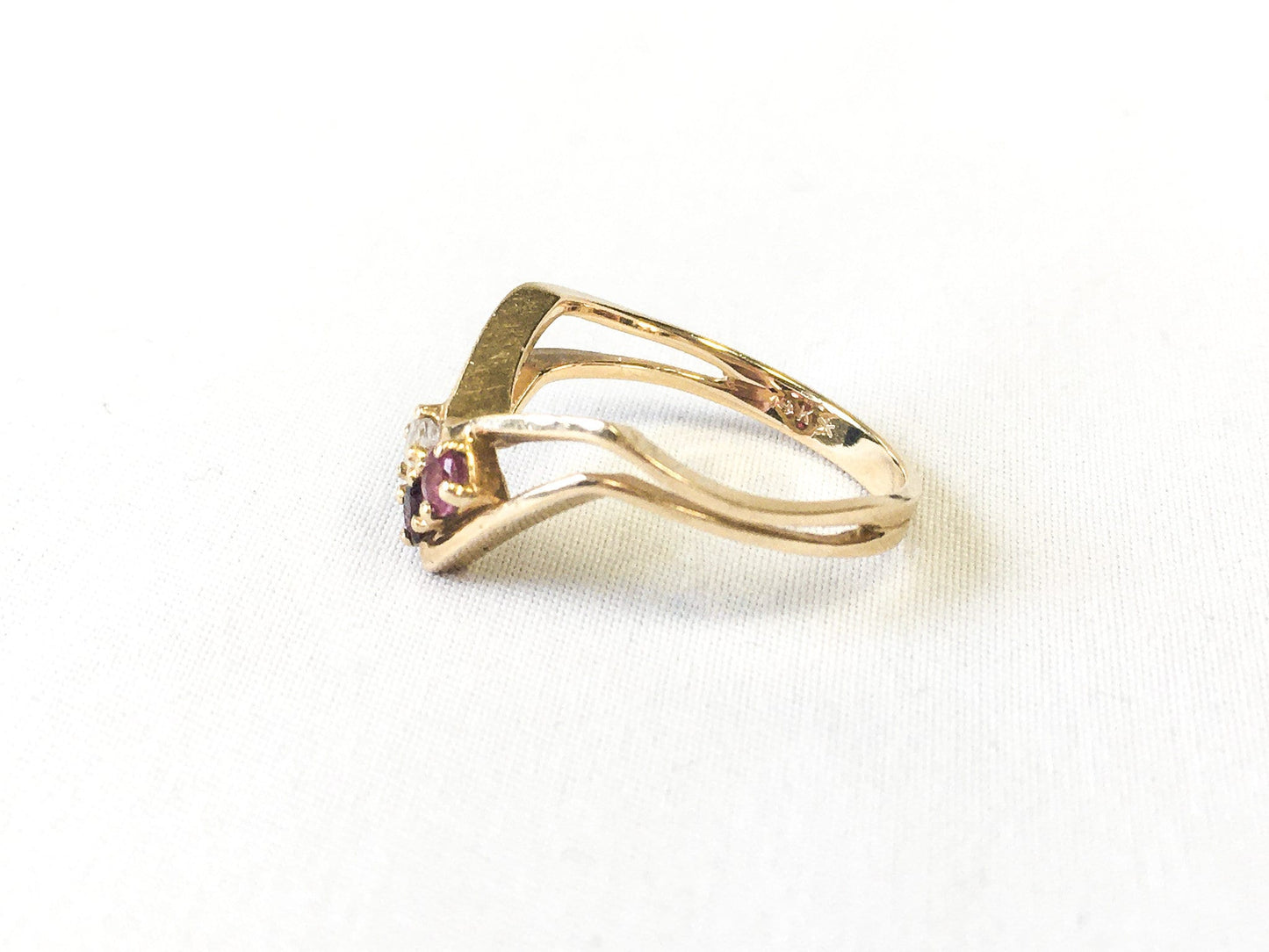 14k Amethyst and Quartz Ring Size 6.25