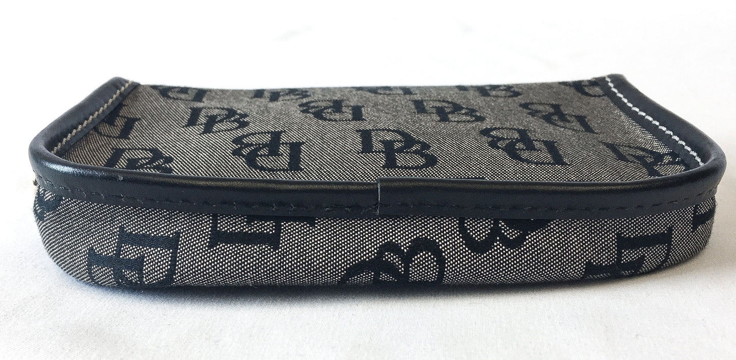 Vintage 90s Dooney and Bourke Black and Gray Canvas Monogram Coin Pouch Wallet, 90s Dooney and Bourke