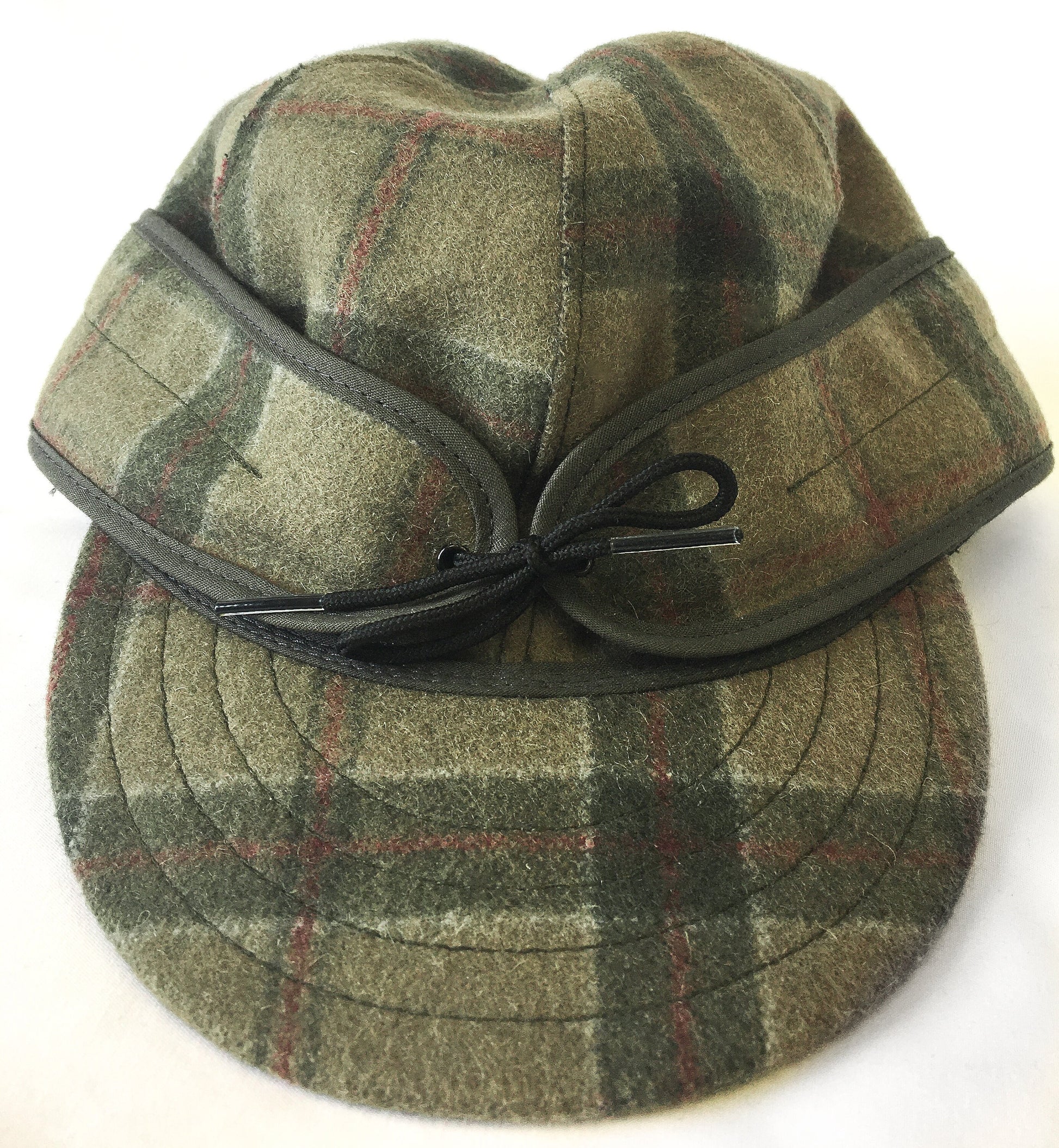 Vintage Stormy Kromer Green Plaid Wool Cap, Sz. 7 1/2