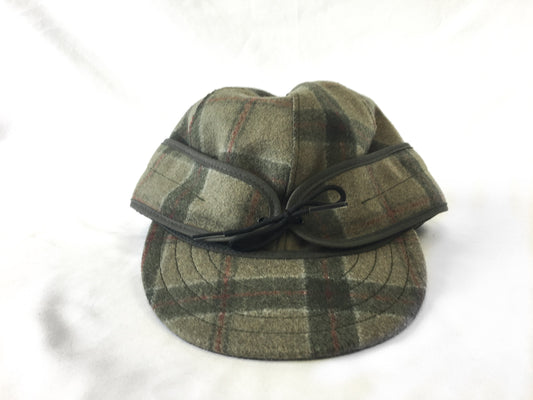 Vintage Stormy Kromer Green Plaid Wool Cap, Sz. 7 1/2