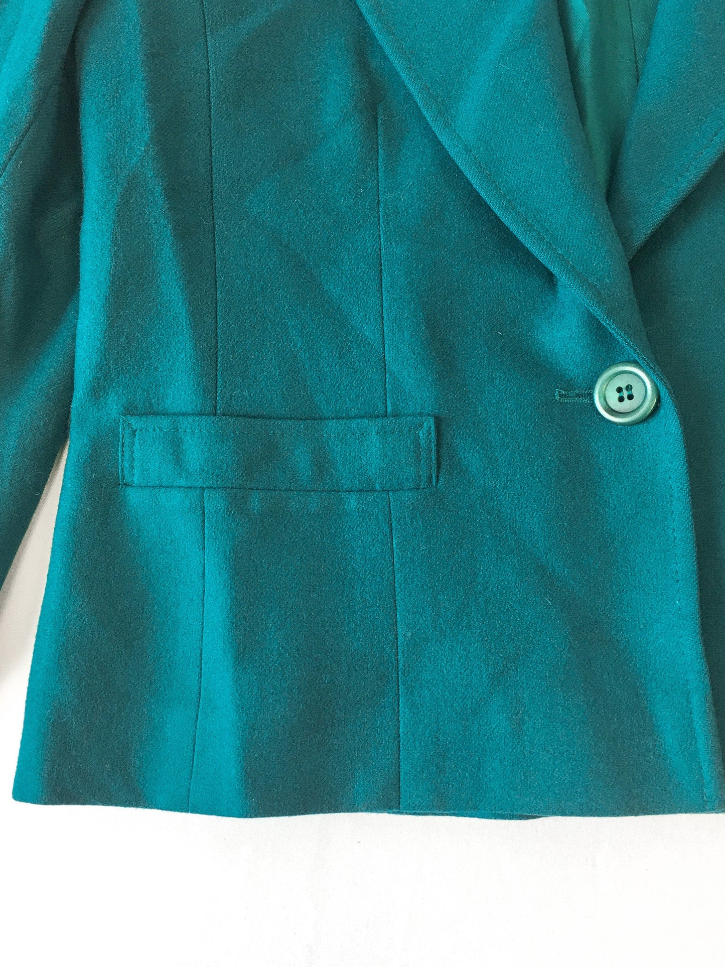 Vintage 80s Pendleton Dark Teal Wool Blazer, Women's Sz. 10, Vintage Pendleton Jacket Blazer