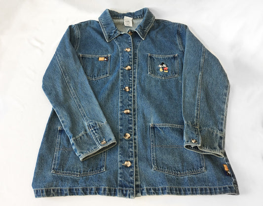 Vintage Disney Mickey and Friends Embroidered Medium Wash Denim Jacket, Sz. XL, Vintage Disney Apparel
