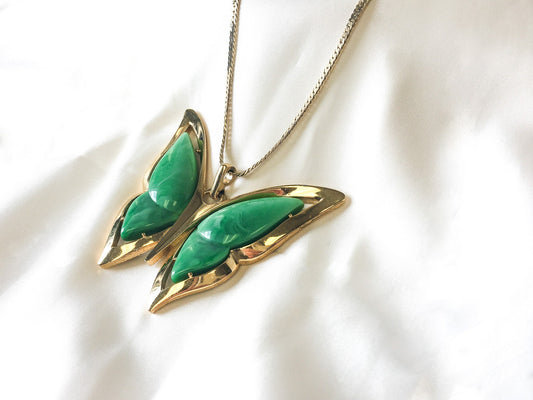 1973 Designer Trifari Jade Bakelite Butterfly From Trifari's Autumn Hues Collection Fine Collectible Costume Jewelry