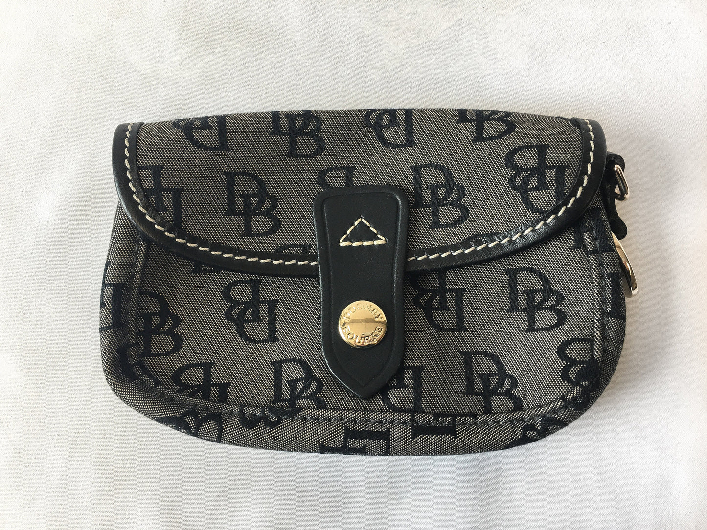 Vintage 90s Dooney and Bourke Black and Gray Canvas Monogram Coin Pouch Wallet, 90s Dooney and Bourke