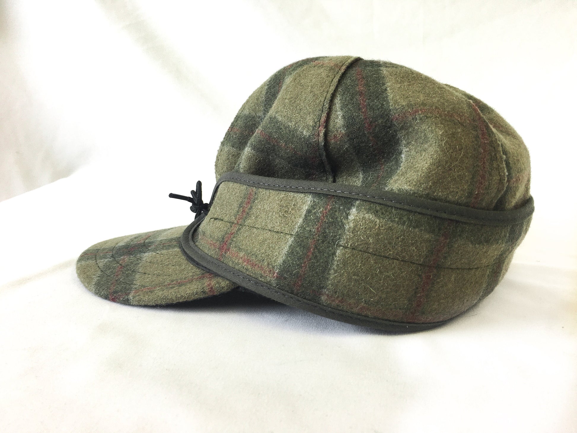 Vintage Stormy Kromer Green Plaid Wool Cap, Sz. 7 1/2