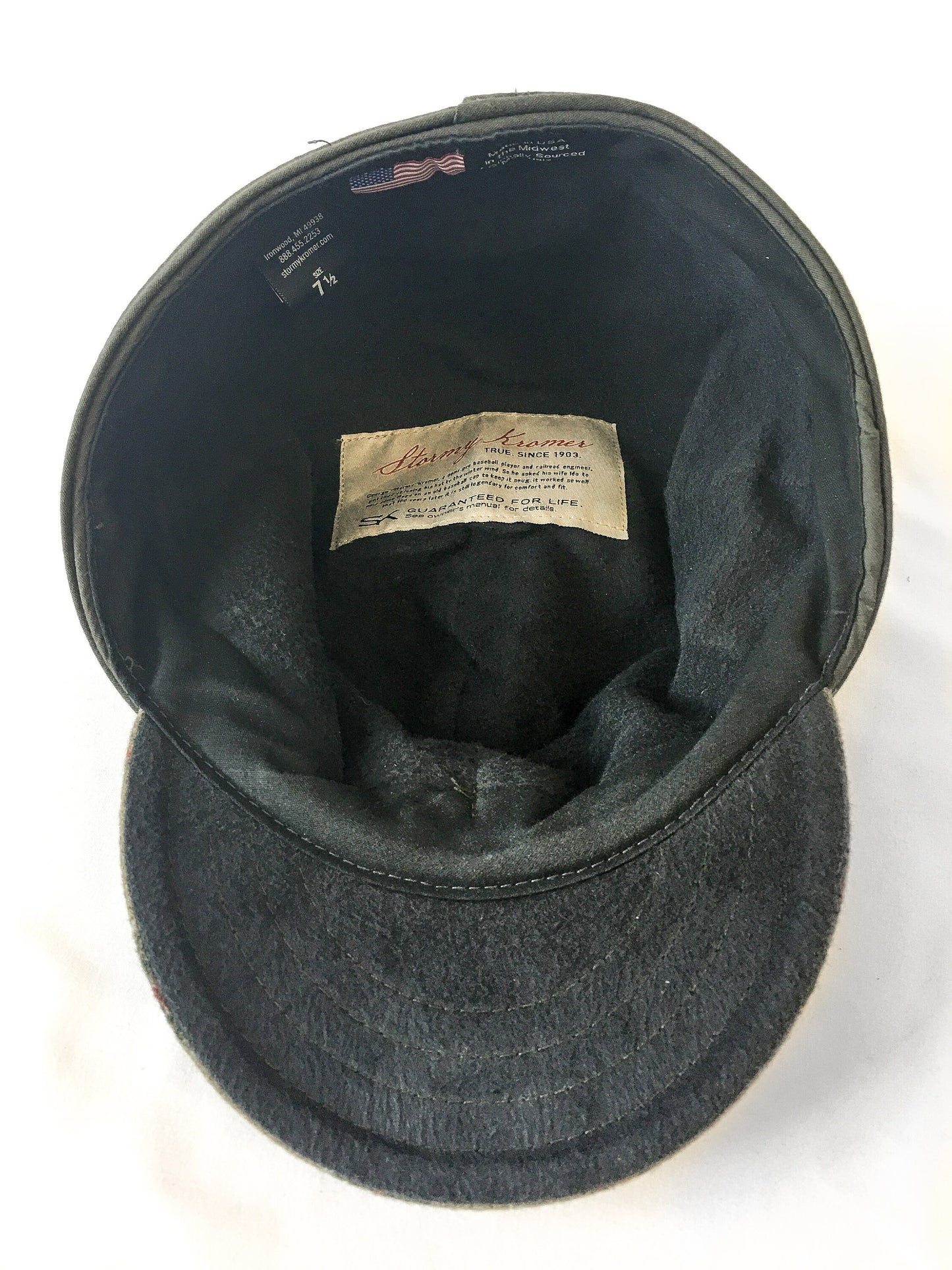 Vintage Stormy Kromer Green Plaid Wool Cap, Sz. 7 1/2