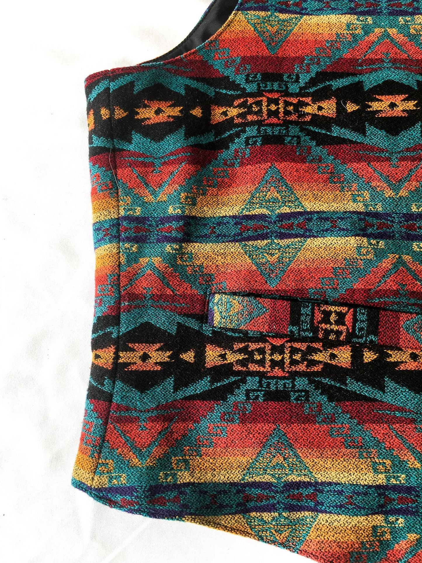 Vintage Inspired Pendleton Rainbow Aztec Patterned Wool Vest, Sz. L, Vintage High Grade Western Wear