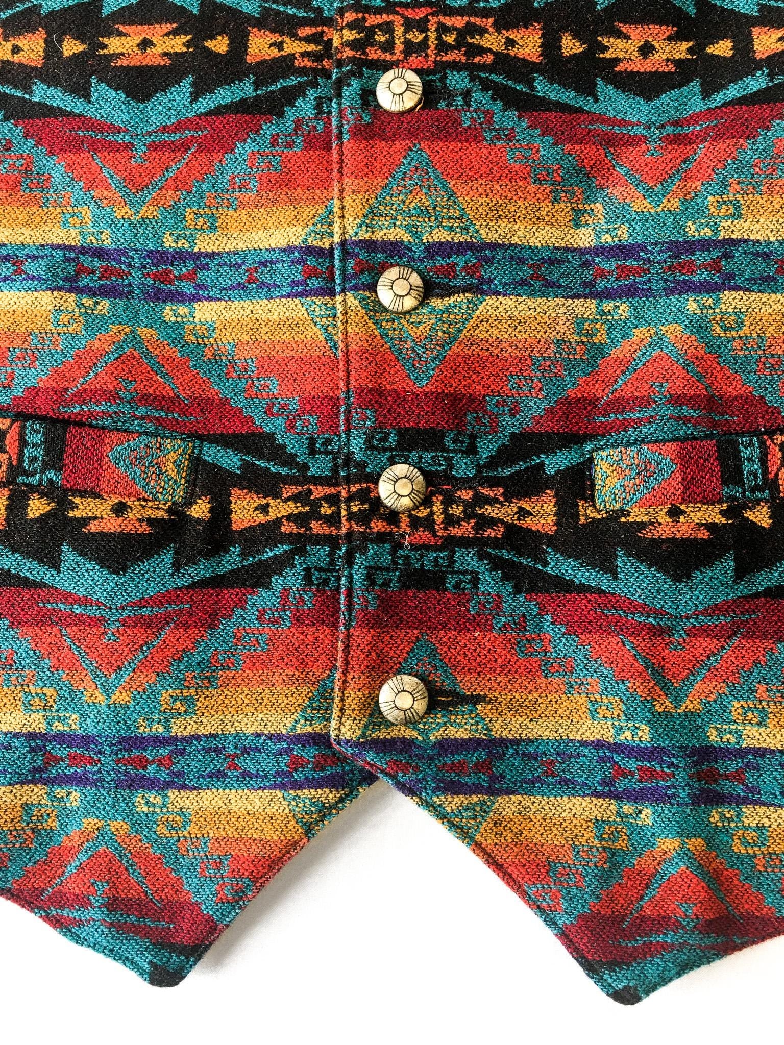 Vintage Inspired Pendleton Rainbow Aztec Patterned Wool Vest, Sz. L, Vintage High Grade Western Wear