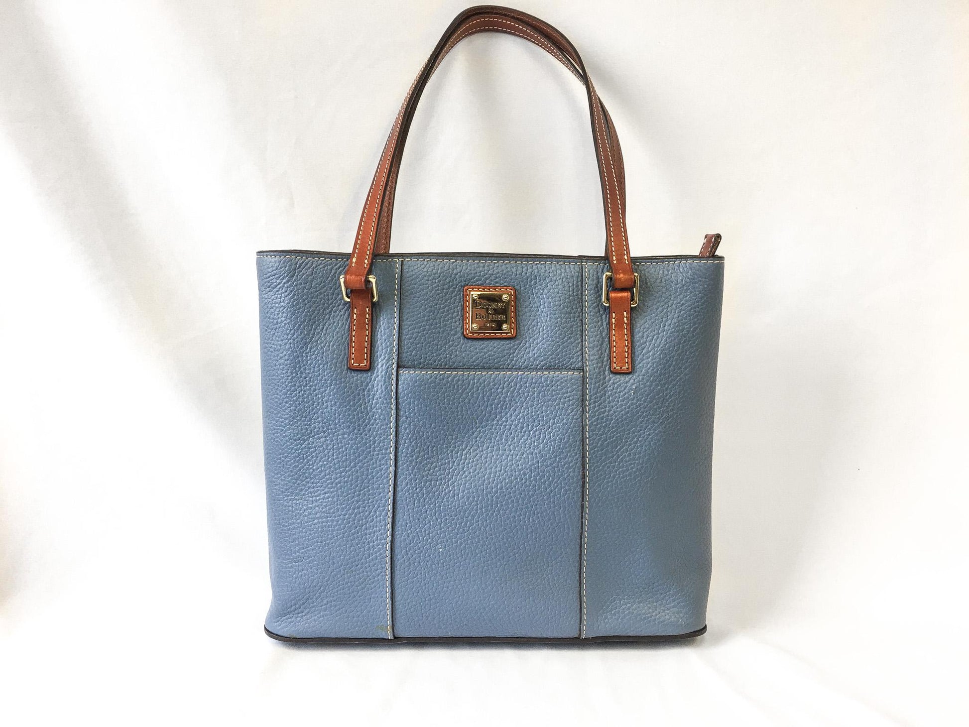 Vintage Inspired Dooney and Bourke Lexington Dusty Blue Pebble Grain Leather Tote Bag, Dooney and Bourke Handbag